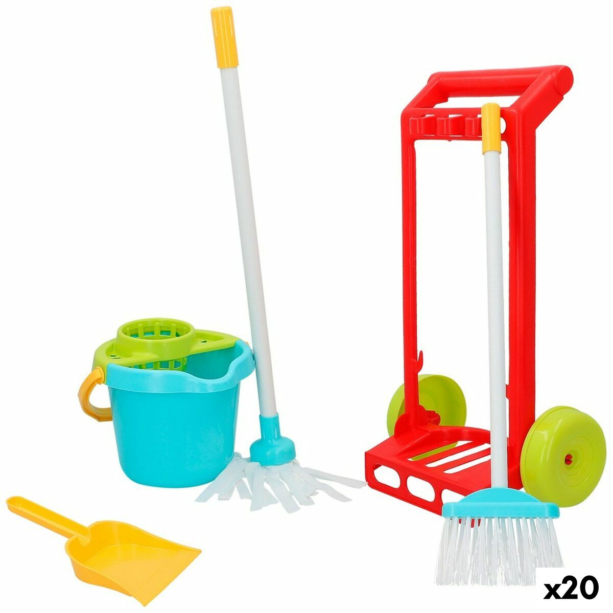 Chariot de nettoyage avec accessoires Colorbaby 5 Pièces jouet 24,5 x 43,5 x 15 cm (20 Unités)