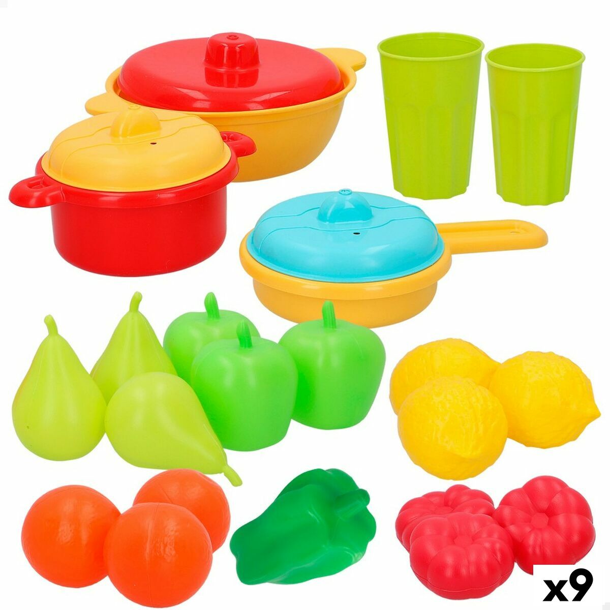 Set de jouets alimentaires AquaSport Linge et ustensiles de cuisine 24 Pièces (9 Unités)