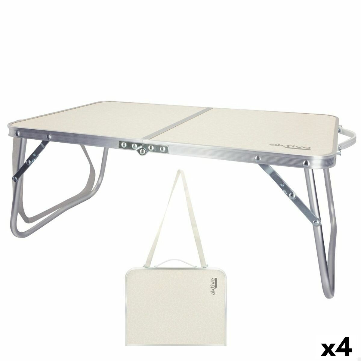 Πτυσσομενο τραπεζακι Aktive Κρεμ 60 x 25 x 40 cm (4 Μονάδες)