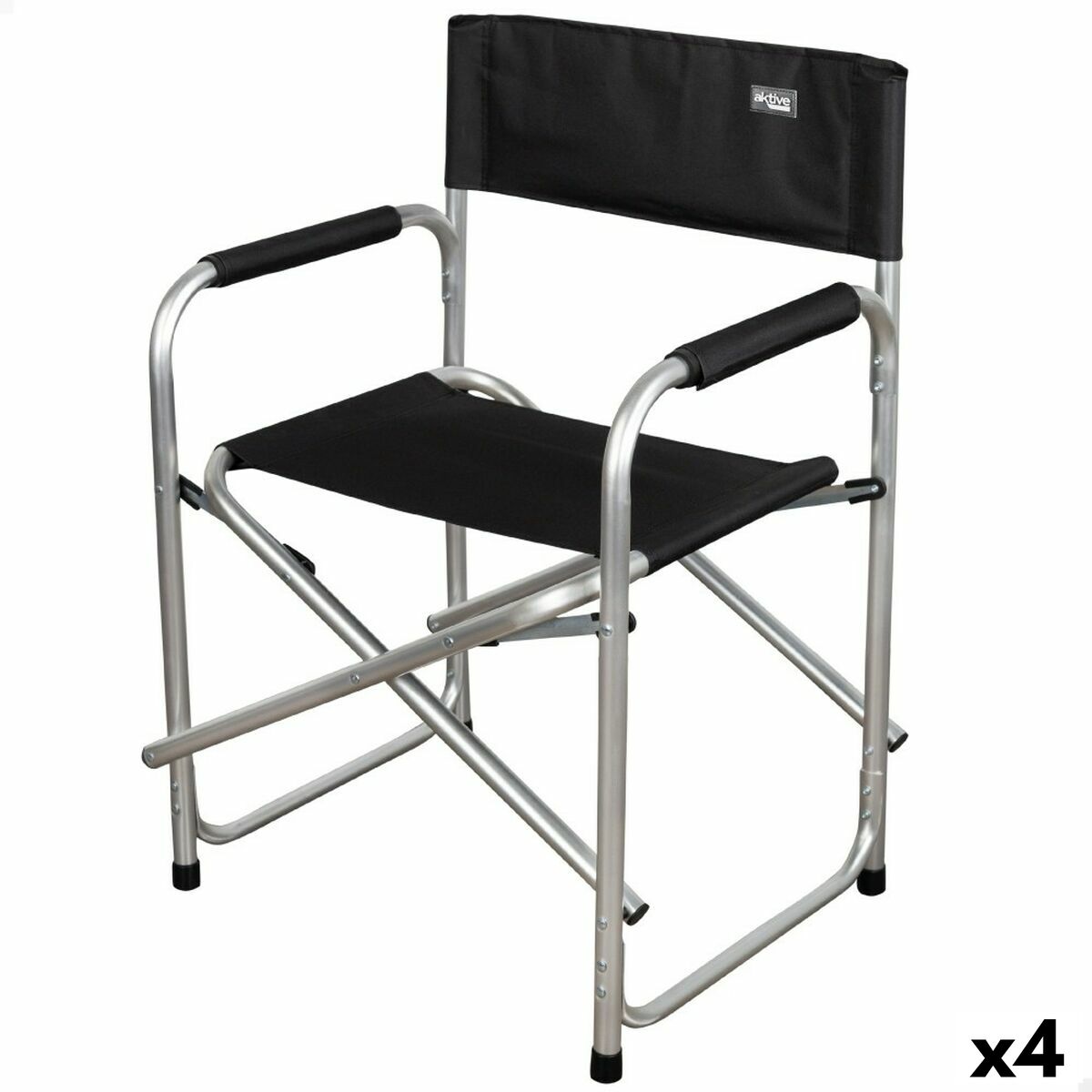 Chaise de camping pliante Aktive Noir 51 x 81 x 45 cm (4 Unités)