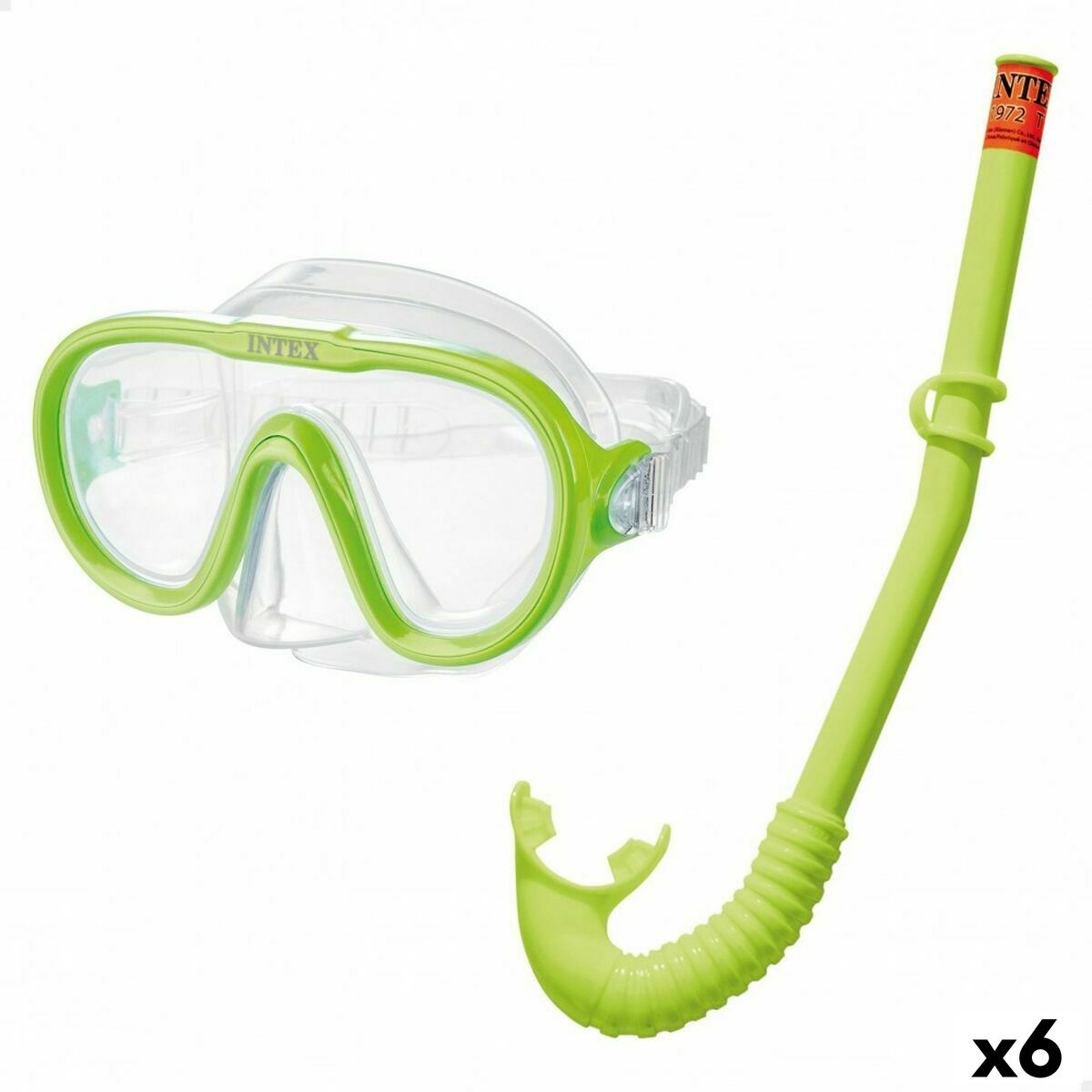 Masque de Plongée avec Tube Intex Adventurer Vert (6 Unités)