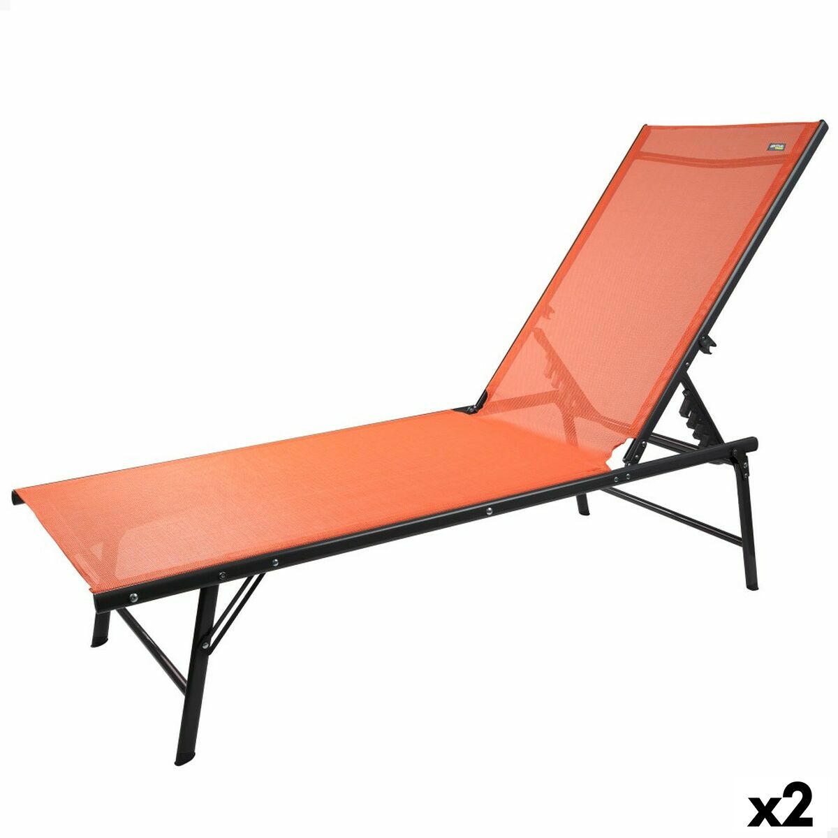 Chaise longue inclinable Aktive Orange 180 x 35 x 49 cm (2 Unités)