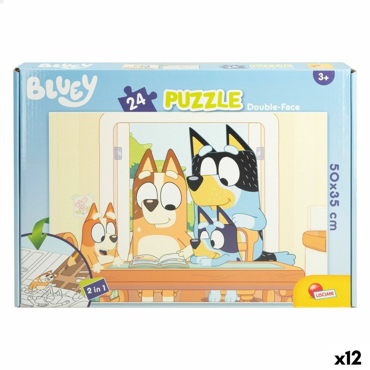 Puzzle Enfant Bluey Double face 24 Pièces 50 x 35 cm (12 Unités)