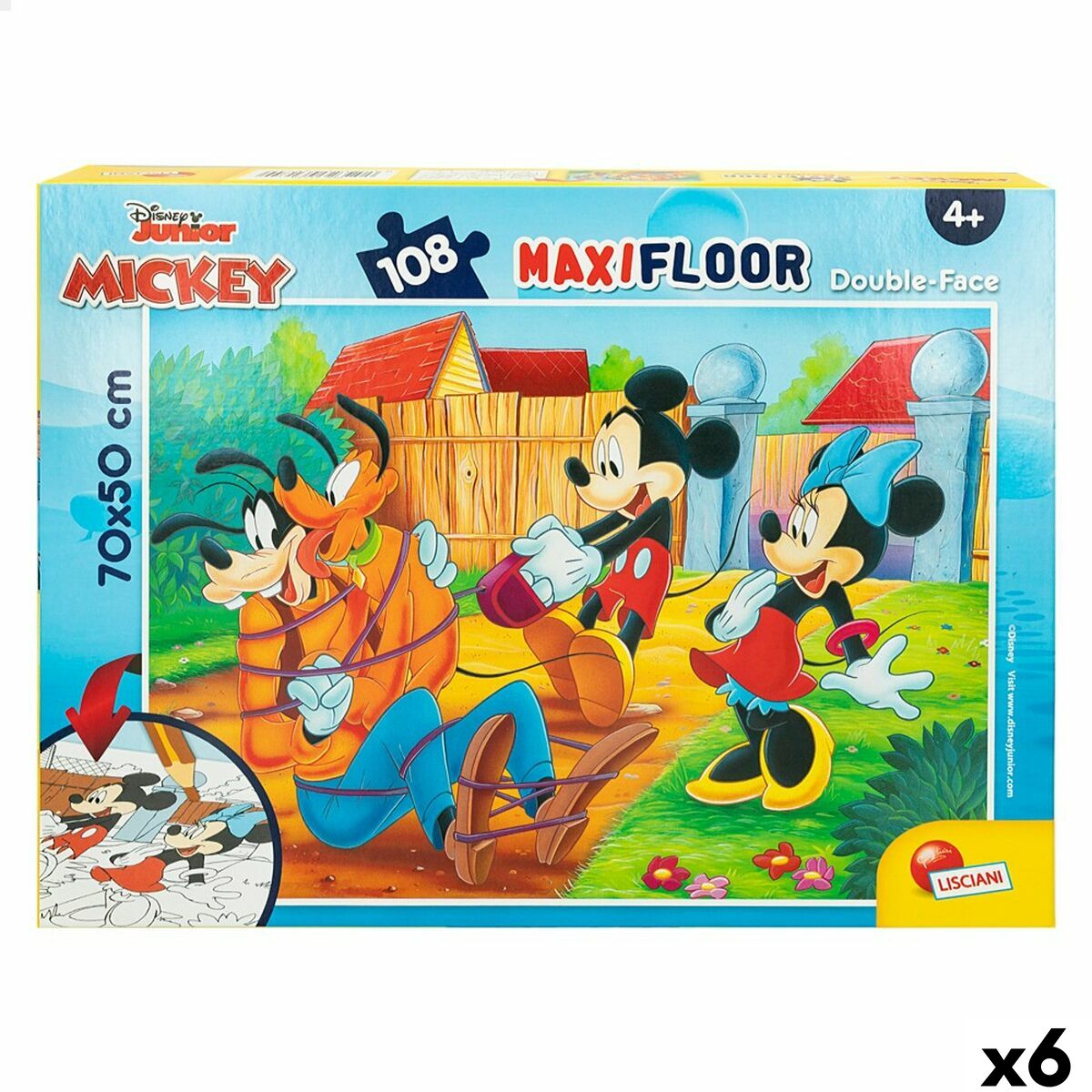 Παιδικό παζλ Mickey Mouse Διπλή όψη 108 Τεμάχια 70 x 1,5 x 50 cm (x6)