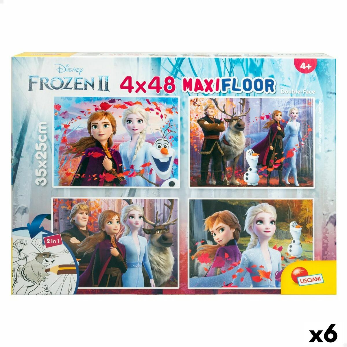 Børne Puslespil Frozen Dobbeltsidet 4-i-1 48 Dele 35 x 1,5 x 25 cm (6 enheder)