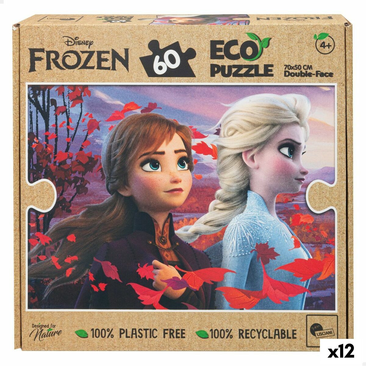Puzzle Enfant Frozen Double face 60 Pièces 70 x 1,5 x 50 cm (12 Unités)