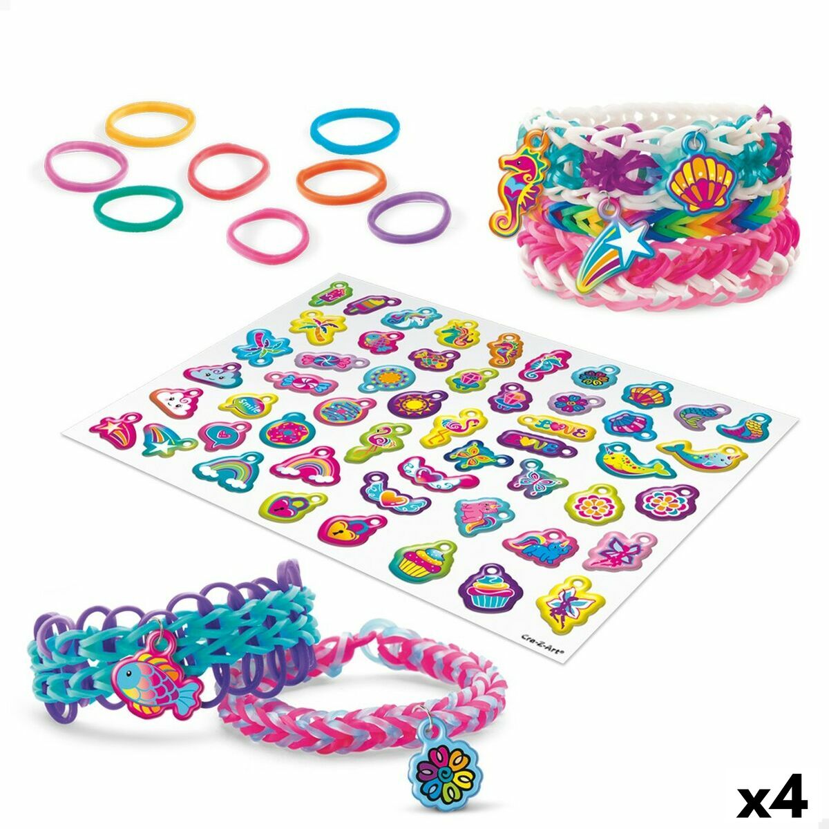 Kit de création de bracelets Cra-Z-Art Shimmer 'n Sparkle sirenas unicornios Plastique 33 x 2,5 x 5 cm (4 Unités)