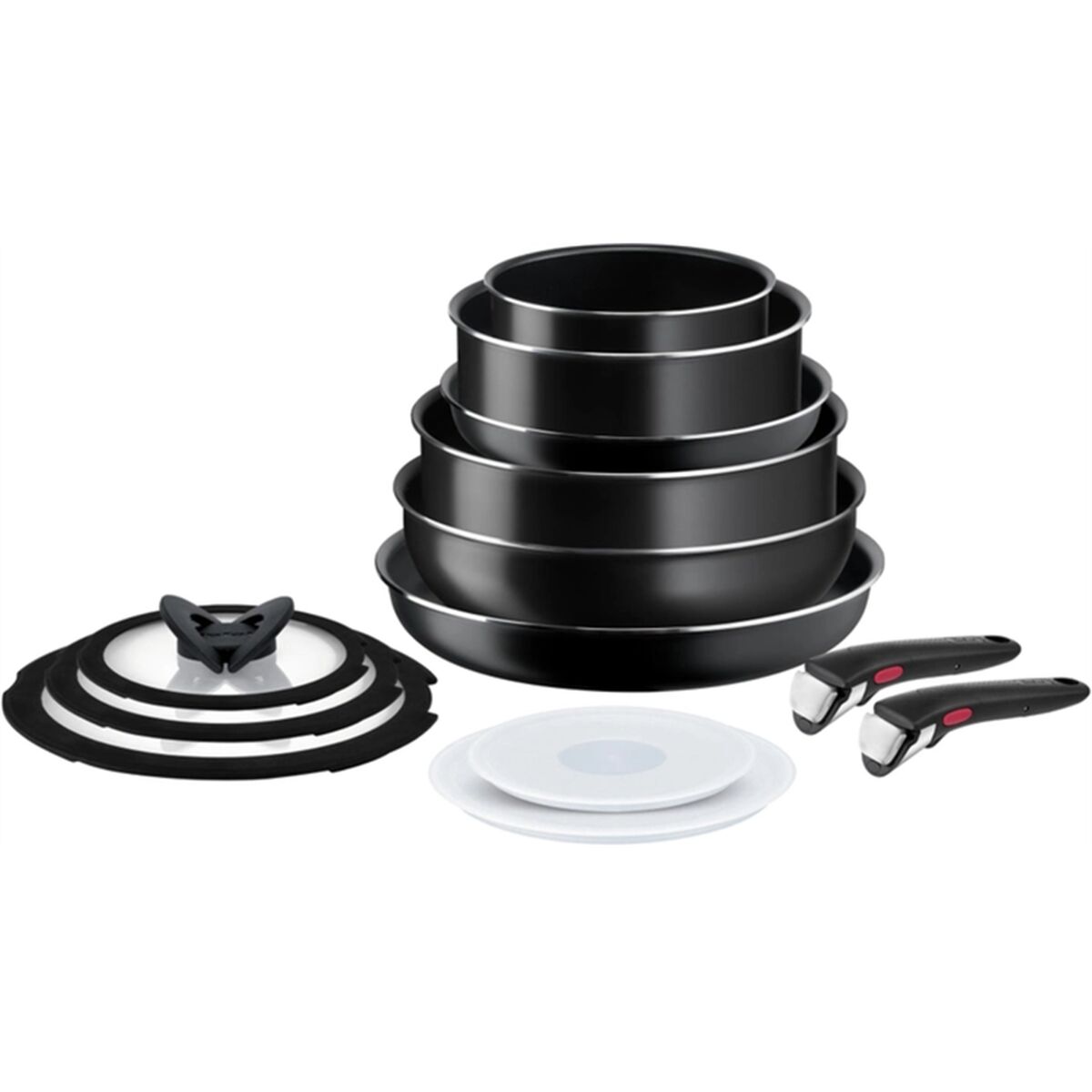 Ensemble de poêles Tefal Ingenio Easy Cook Clean 13 Pièces Noir Aluminium