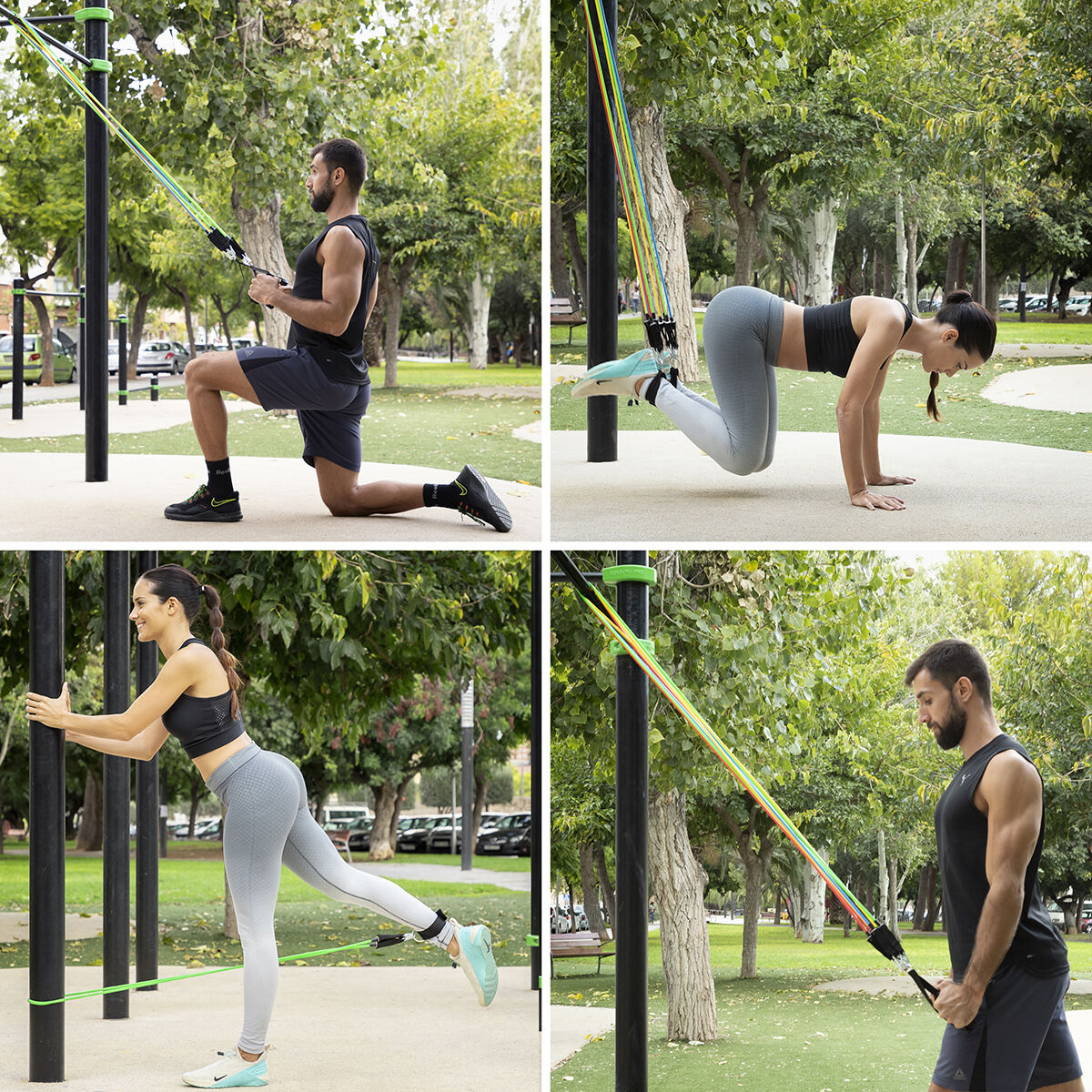 obrázok produktu Set of Resistance Bands with Accessories and Exercise Guide Rebainer InnovaGoods 5 Units