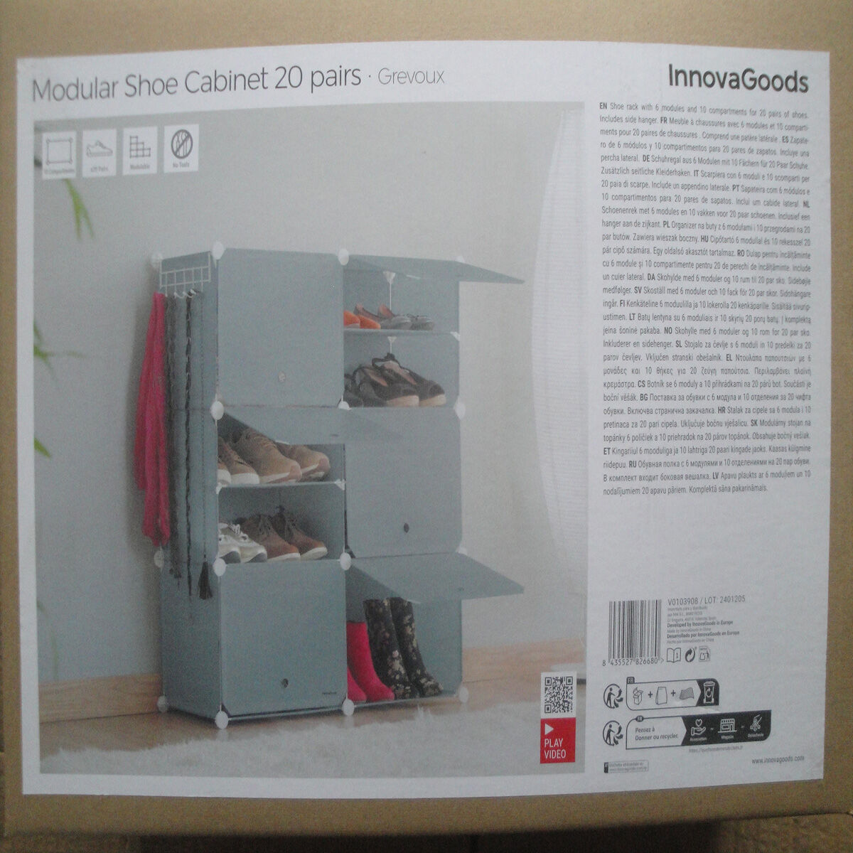 Draagbaar Modulair Schoenenrek InnovaGoods Grijs (Refurbished A)