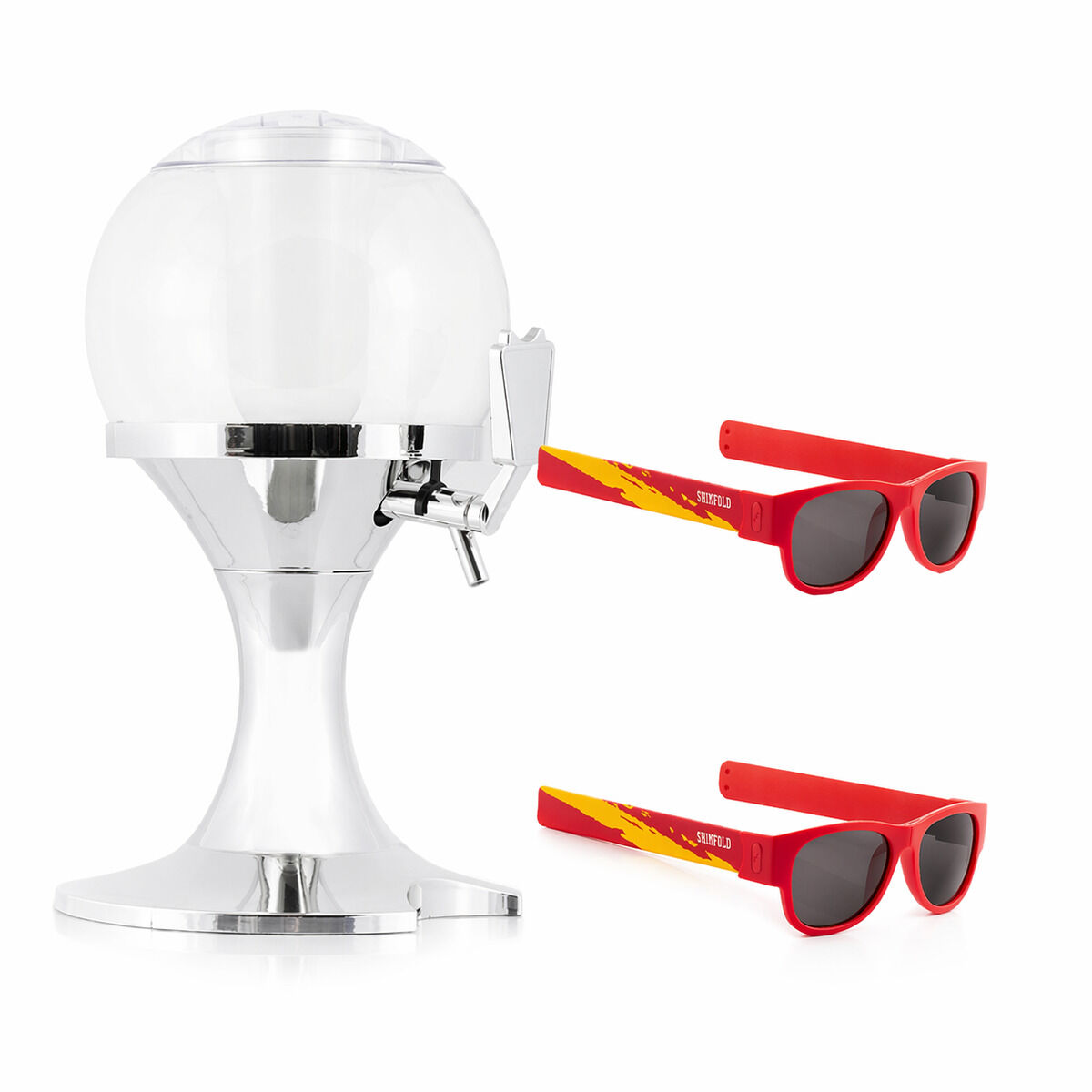Set Bierkühler-Spender InnovaGoods und 2 Roll-Sonnenbrillen Sunfold Spain Red — Bild 1