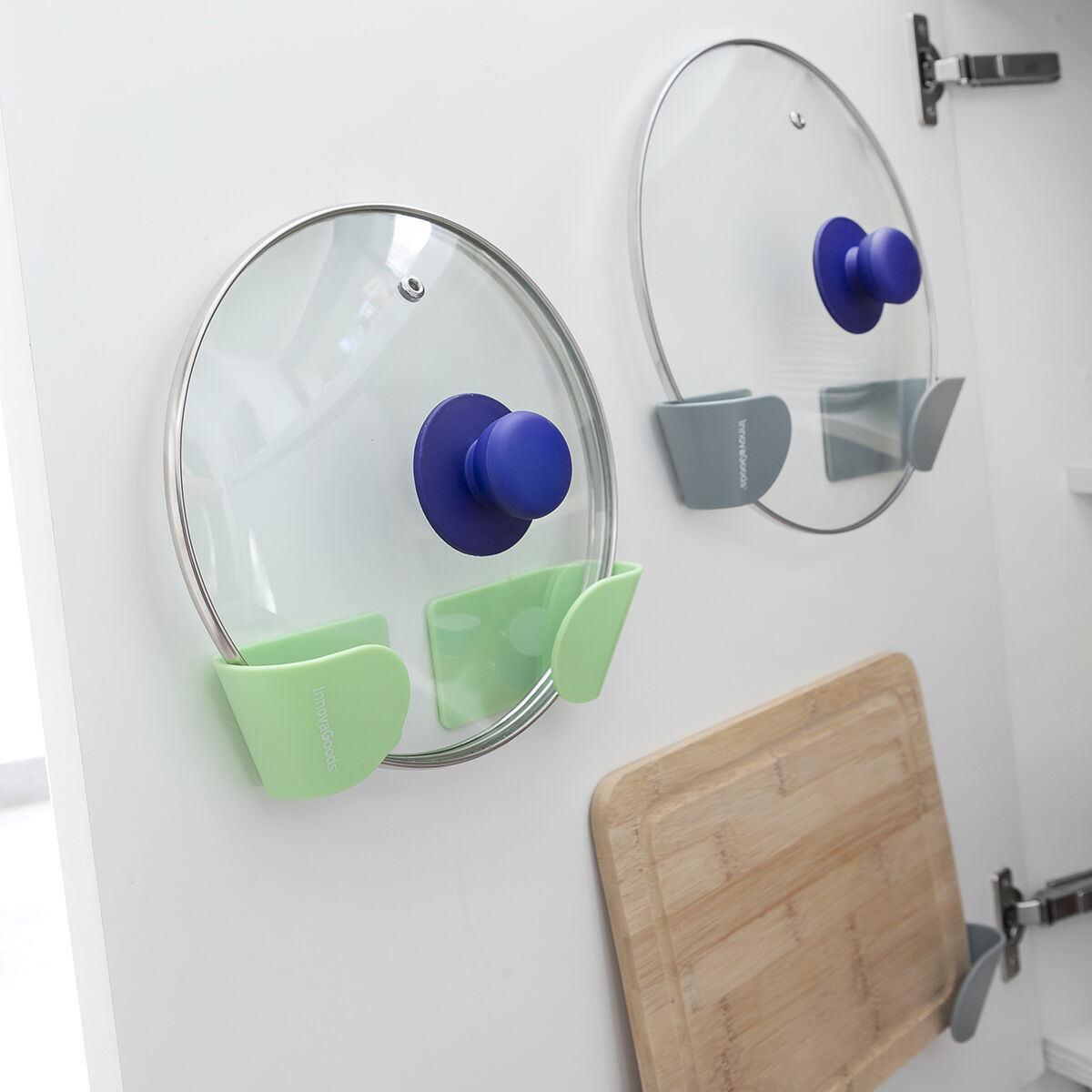 Set von 3 selbstklebenden Haltern für Topfdeckel Smarack InnovaGoods Modelo Smarack Grau (Restauriert B) - Thumbnail 6