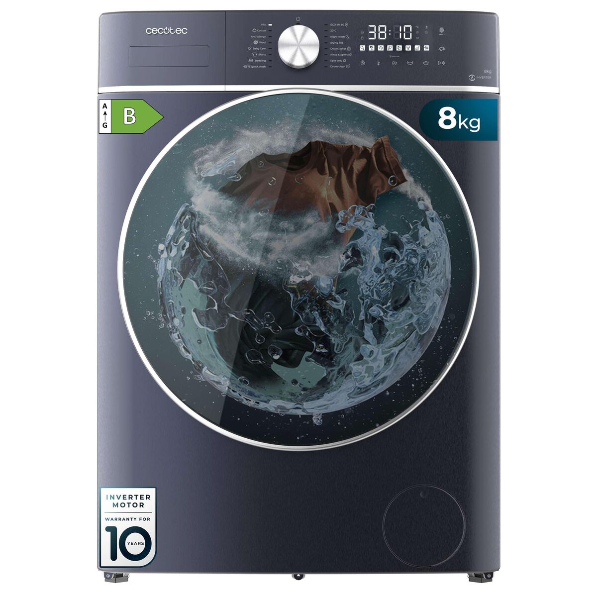 Cecotec Lavadora-Secadora 8580 Inverter Titanium 8/5kg 1400rpm Motor Inverter Acero Gris