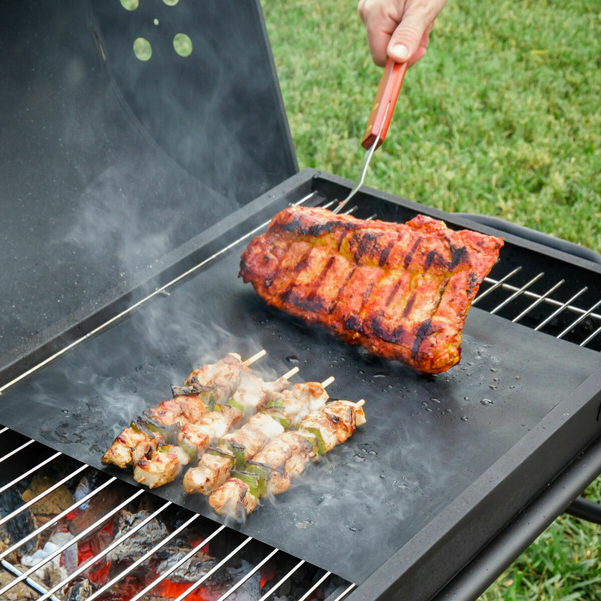 Pack Zusammenklappbarer Holzkohlegrill aus Edelstahl und Grill- und Backmatte InnovaGoods - Thumbnail 6