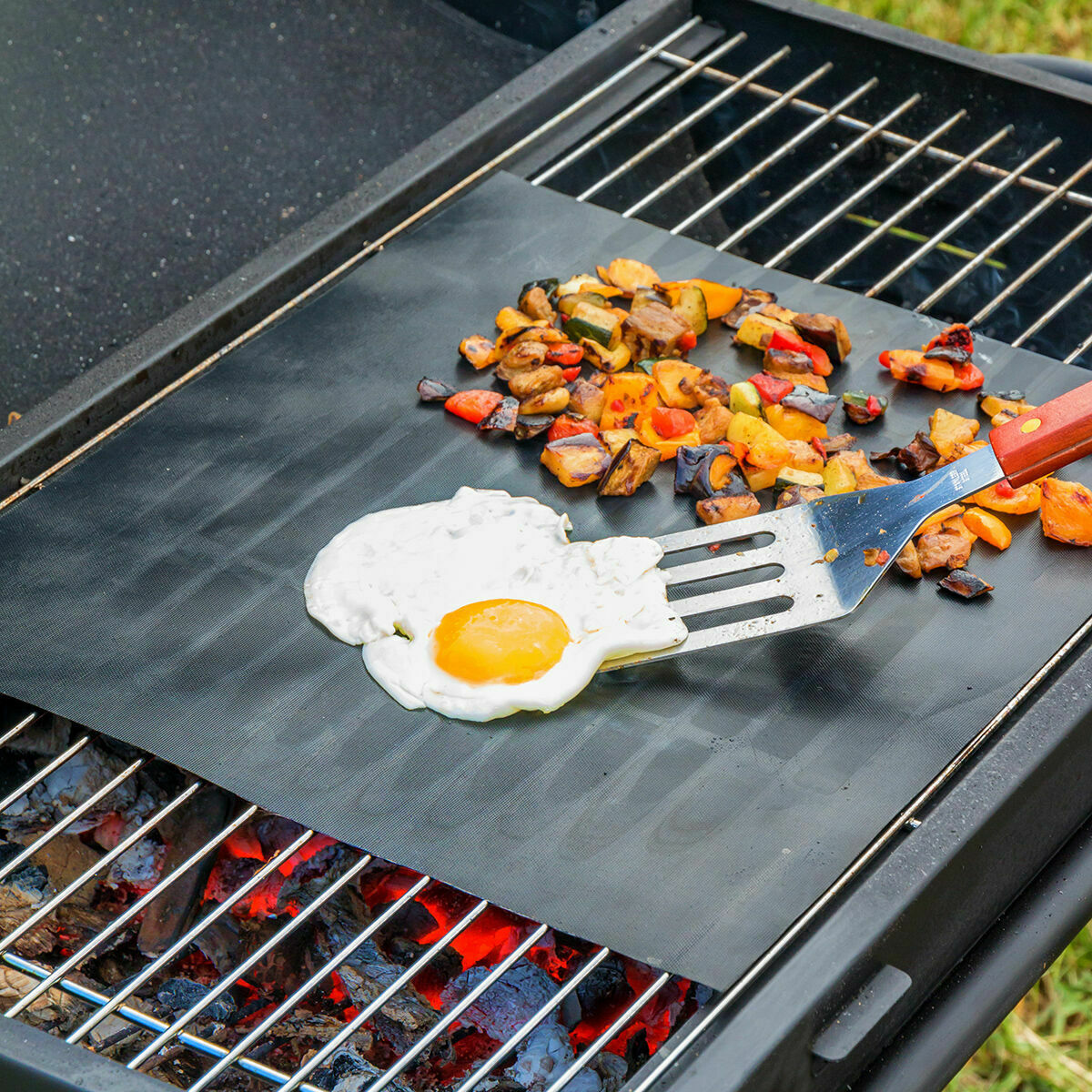 Pack Zusammenklappbarer Holzkohlegrill aus Edelstahl und Grill- und Backmatte InnovaGoods - Thumbnail 7
