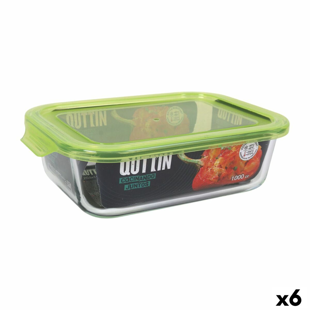 Boîte à lunch Quttin Rectangulaire 1L 22 x 15,5 x 6,5 cm (6 Unités)