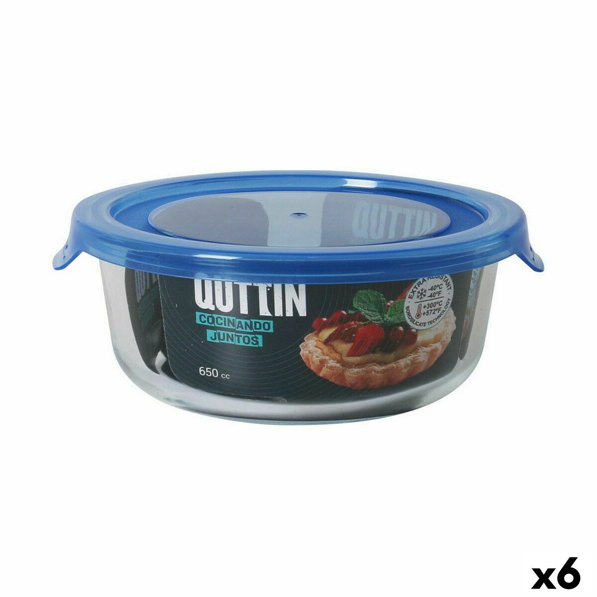 Boîte à lunch hermétique Quttin Bleu Transparent 650 ml (6 Unités)