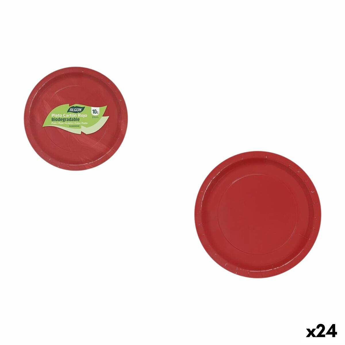 Service de vaisselle Algon Rouge 20 cm 10 Pièces (24 Unités)