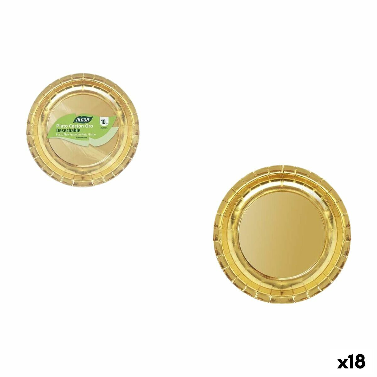 Service de vaisselle Algon Doré 20 cm 10 Pièces (18 Unités)
