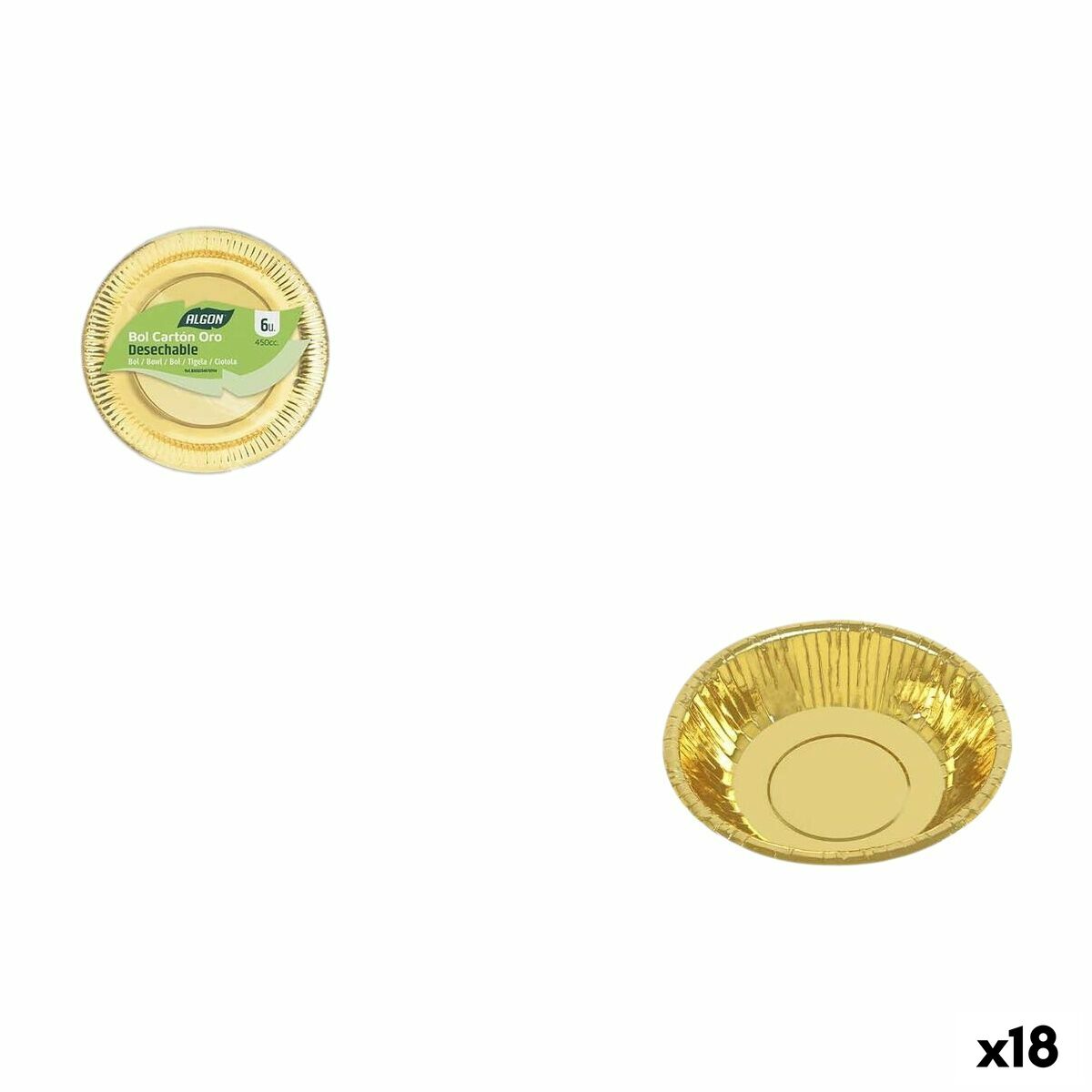 Service de vaisselle Algon Doré 450 ml 6 Pièces (18 Unités)