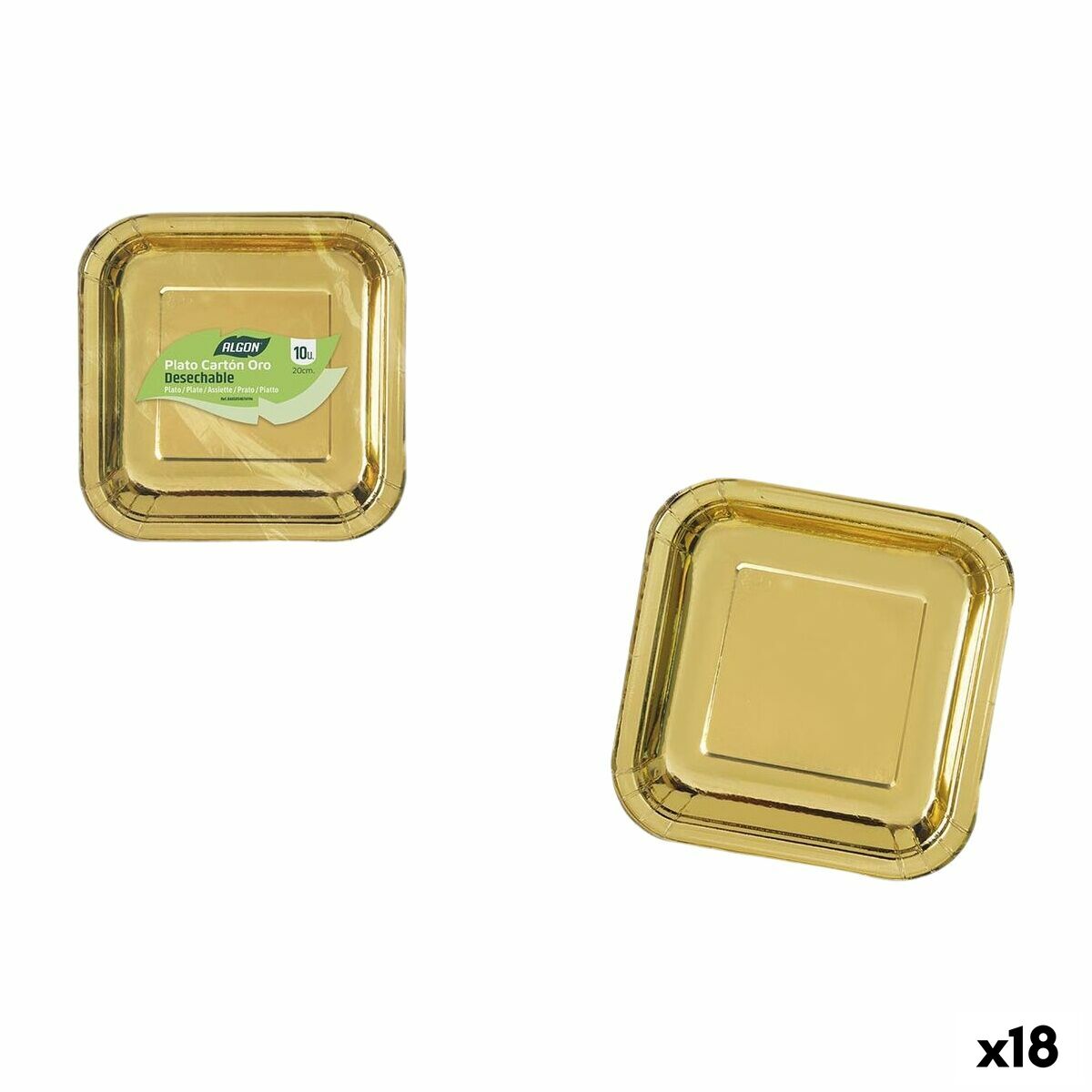 Service de vaisselle Algon Doré 20 cm 10 Pièces (18 Unités)