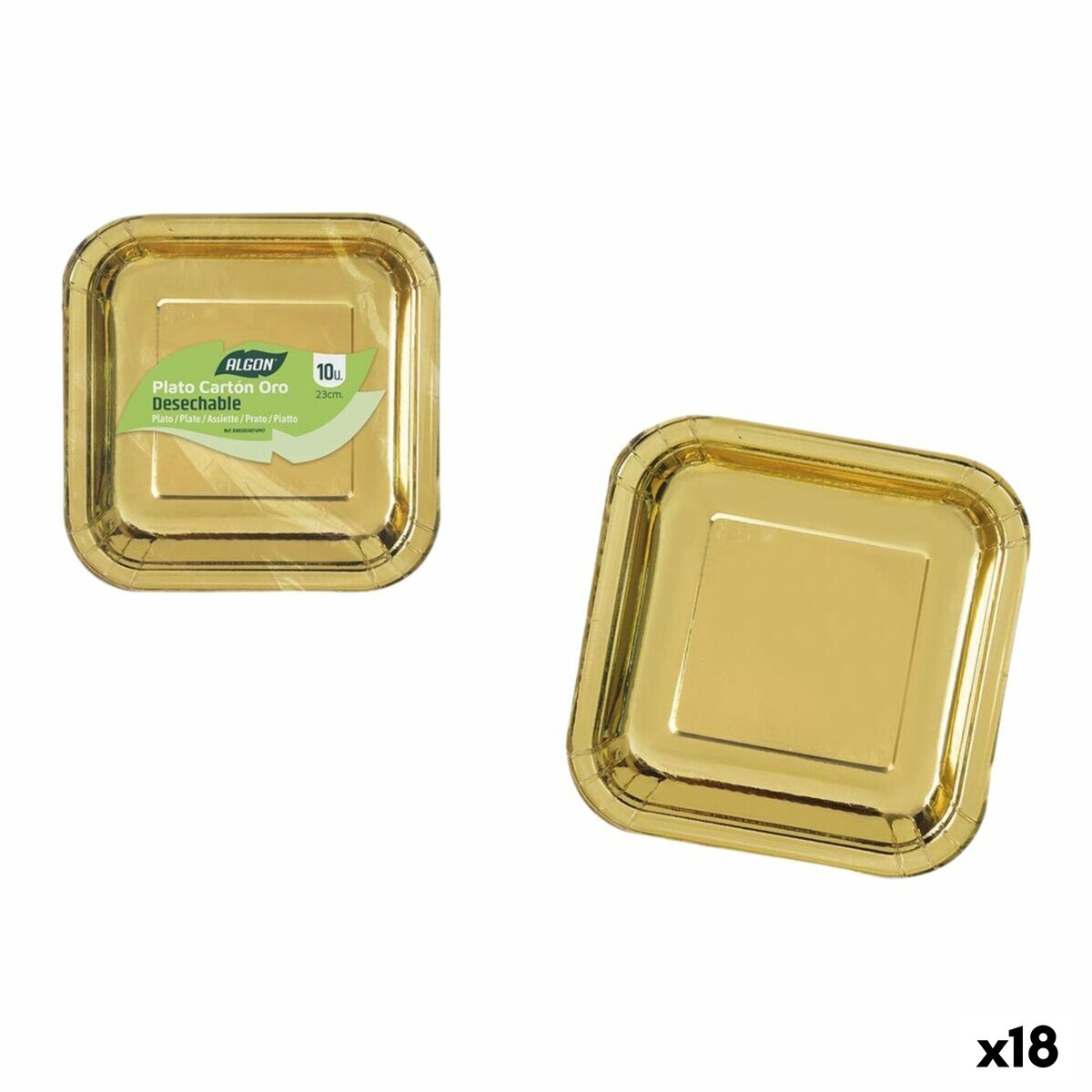 Service de vaisselle Algon Doré 23 cm 10 Pièces (18 Unités)