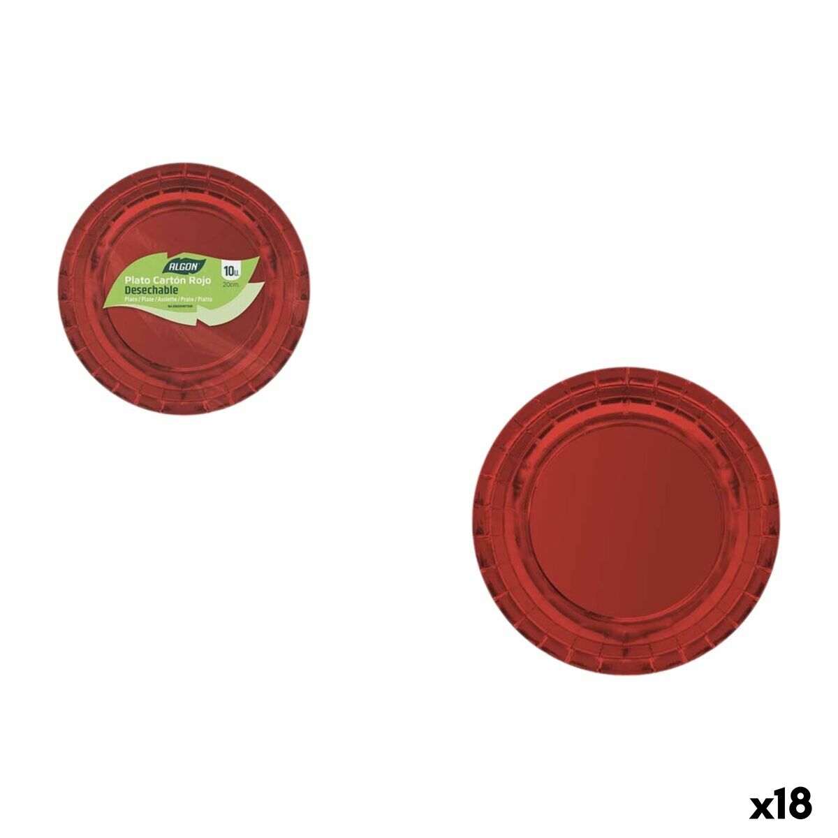 Service de vaisselle Algon Rouge 20 cm 10 Pièces (18 Unités)