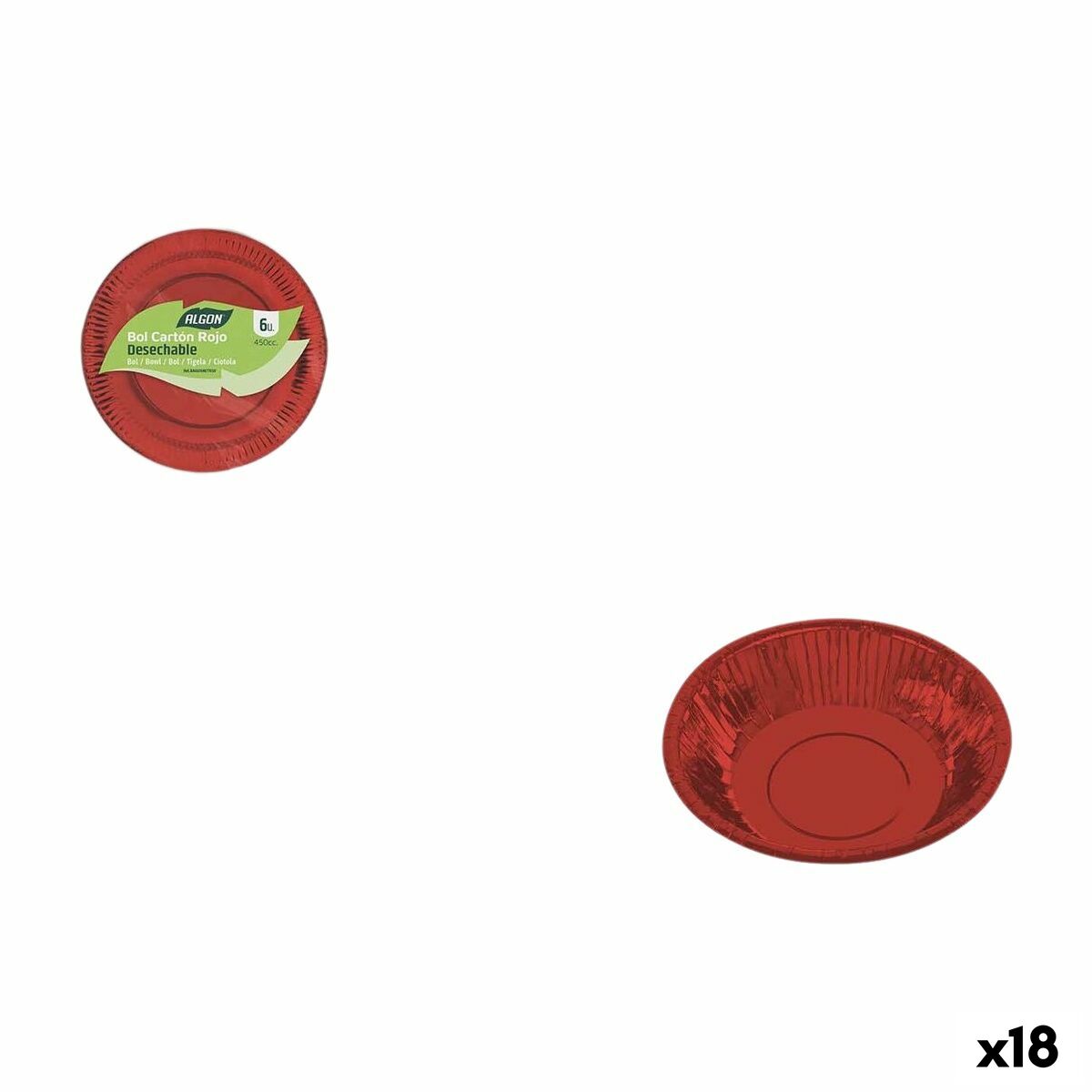 Service de vaisselle Algon Rouge 450 ml 6 Pièces (18 Unités)
