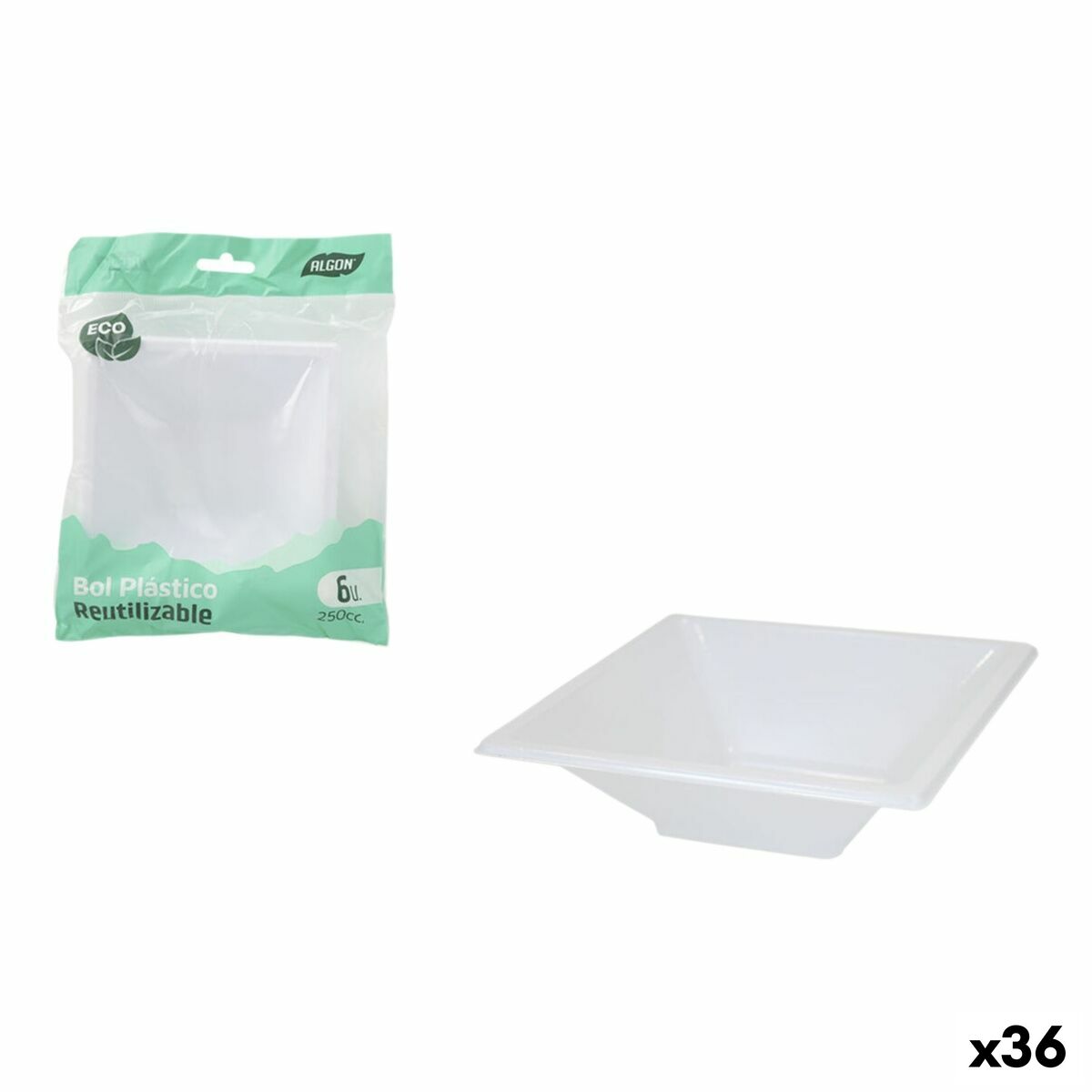 Ensemble à apértif Algon Plastique 250 ml 12 x 12 x 2 cm 6 Pièces (36 Unités)