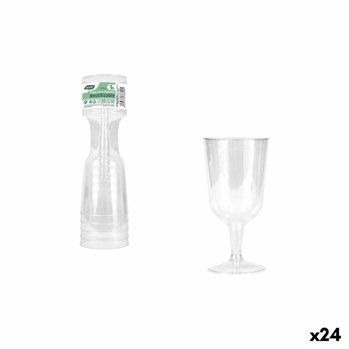 verre de vin Algon 200 ml 5 Pièces (24 Unités)
