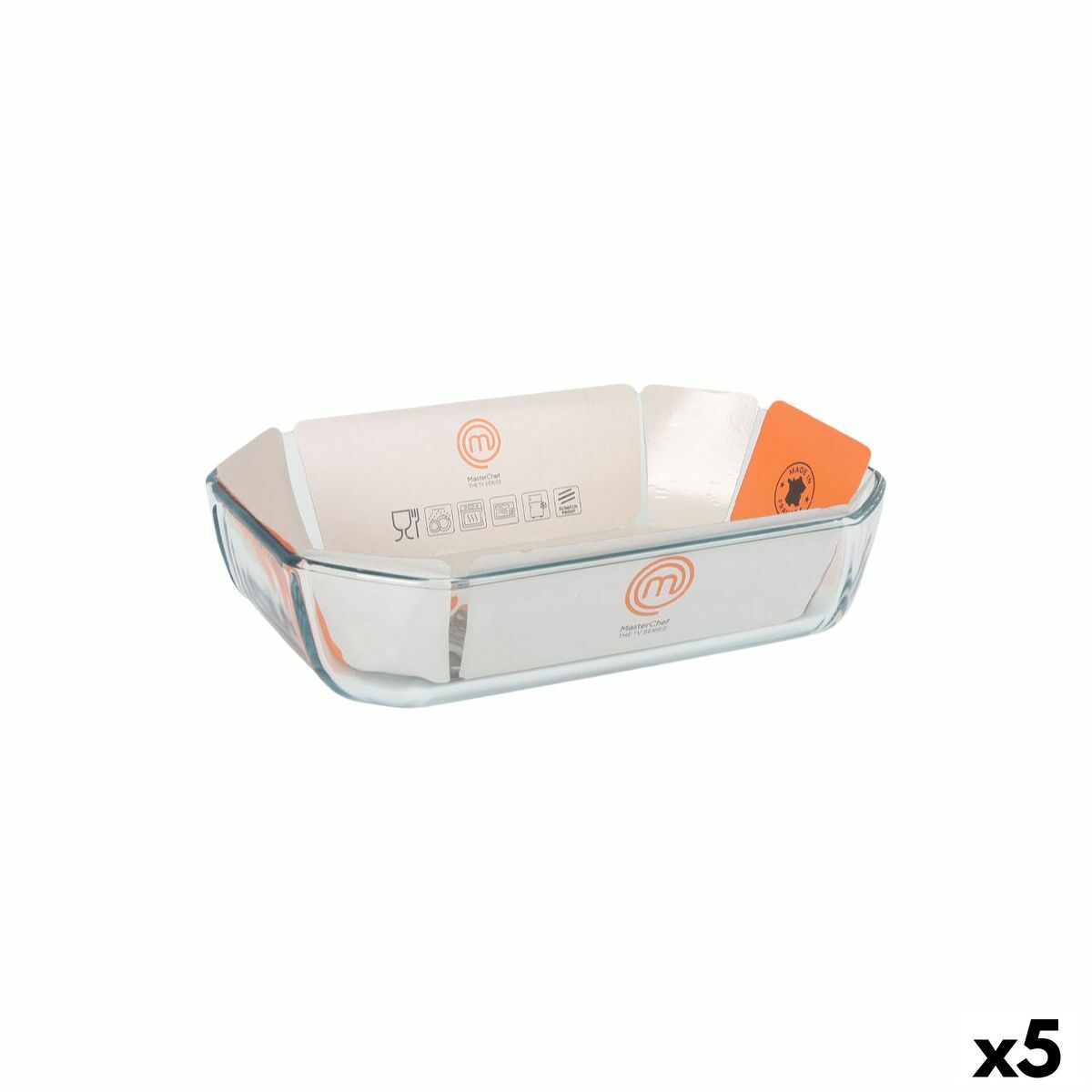 Plat à Gratin MasterChef Rectangulaire 2,2 L 27 x 18 cm (5 Unités)