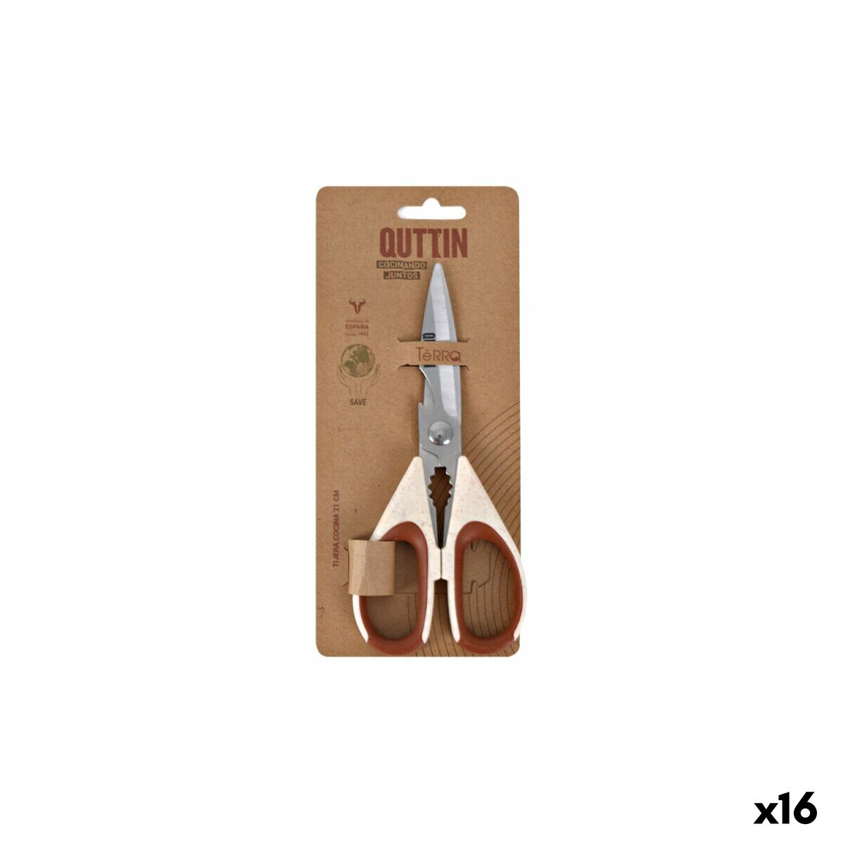 Ciseaux de Cuisine Quttin Terra 21 cm 2,5 mm (16 Unités)