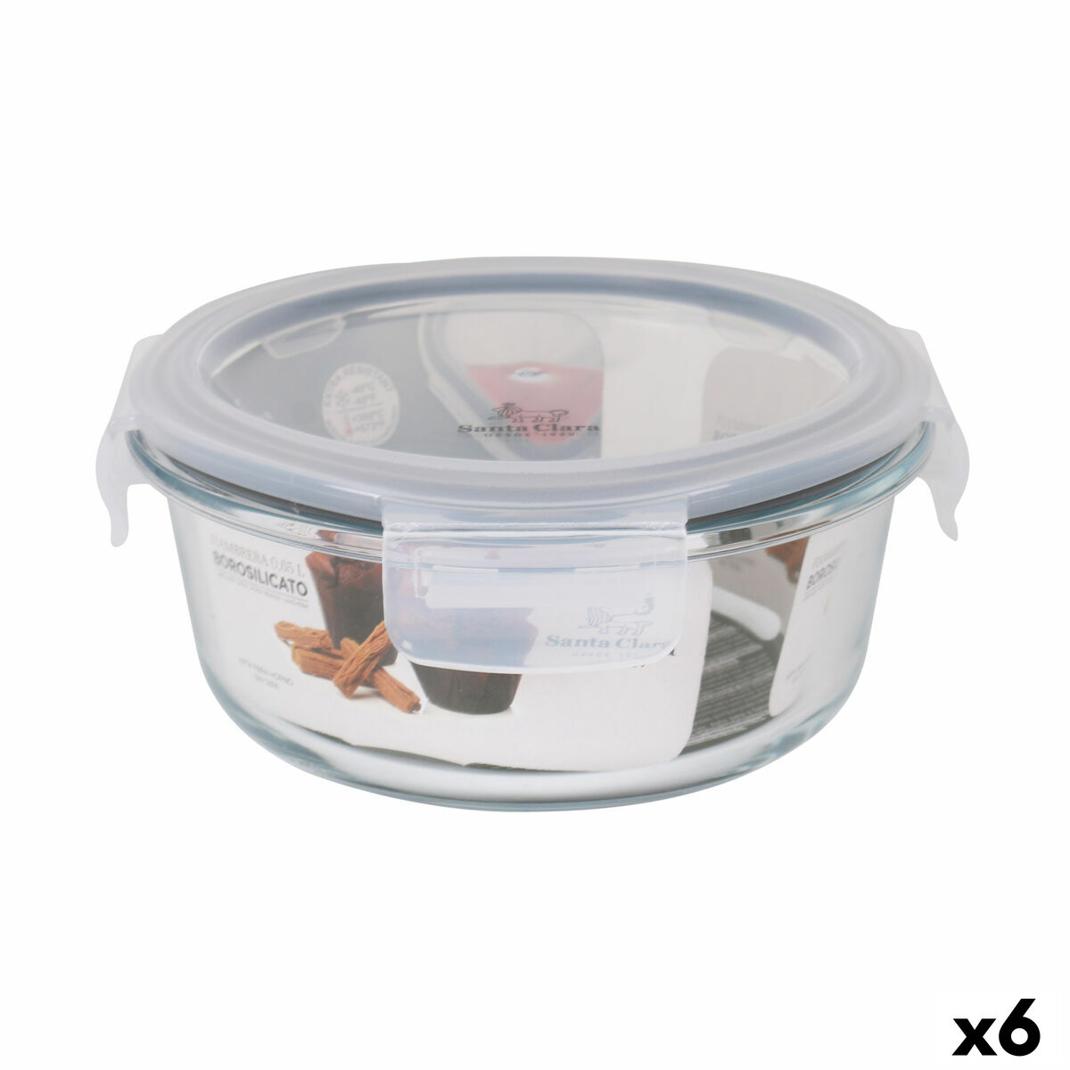Boîte à lunch hermétique Santa Clara Transparent 650 ml (6 Unités)