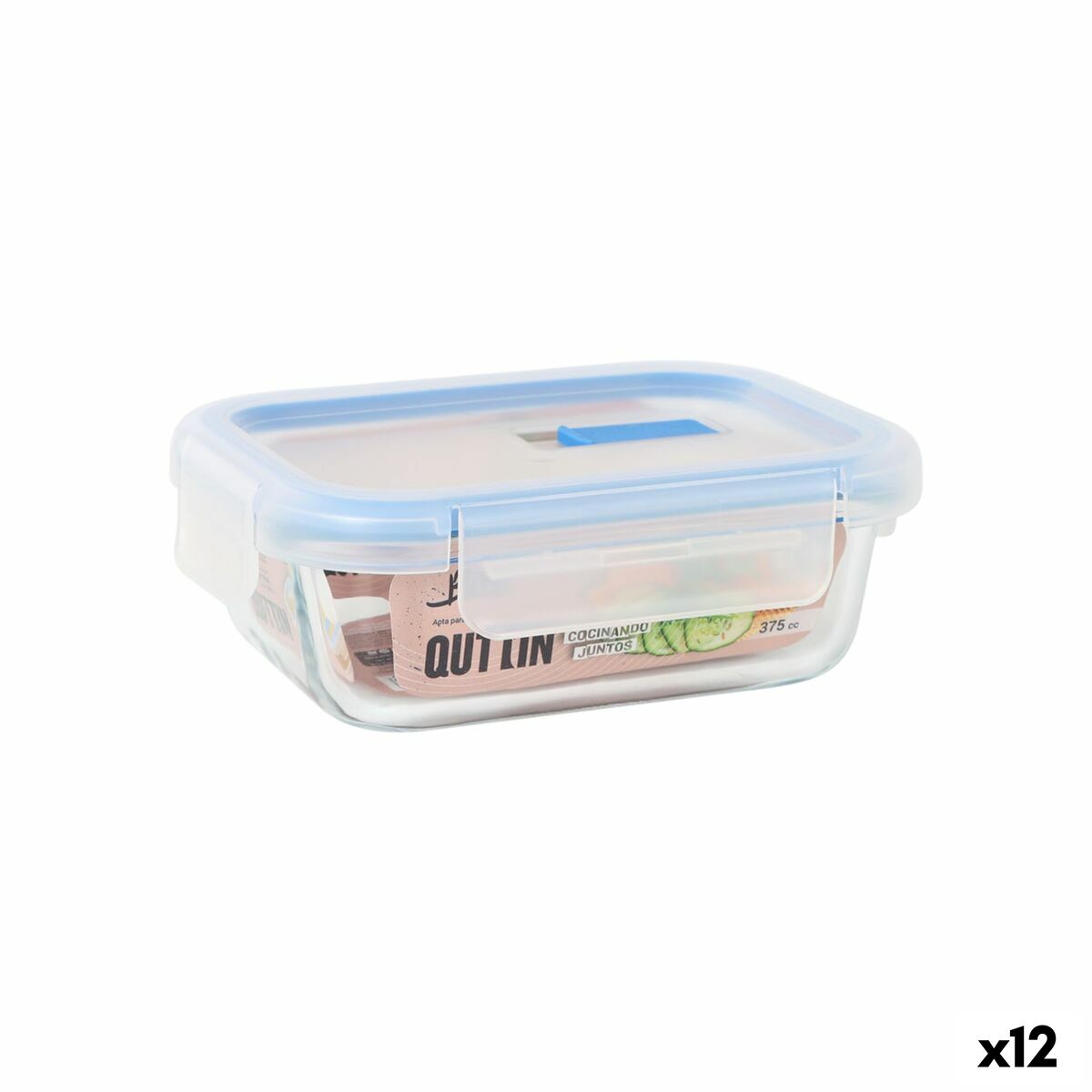 Boîte à lunch hermétique Quttin Transparent Rectangulaire 375 ml (12 Unités)