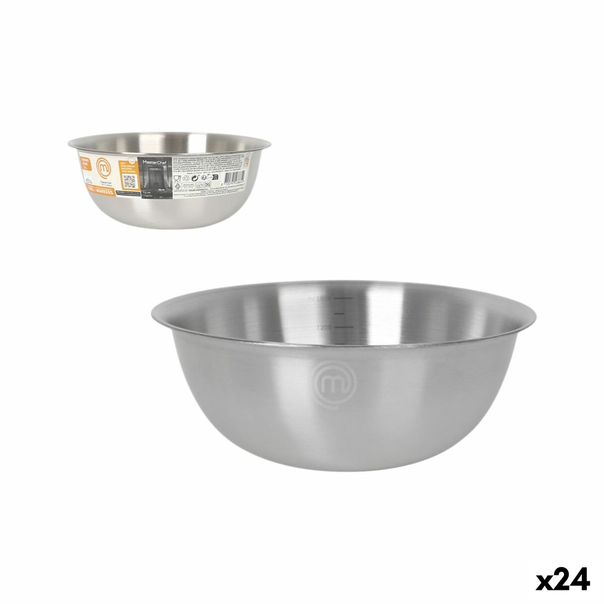 Bol MasterChef Acier inoxydable 2 L 2L 22 x 8,7 cm (24 Unités)