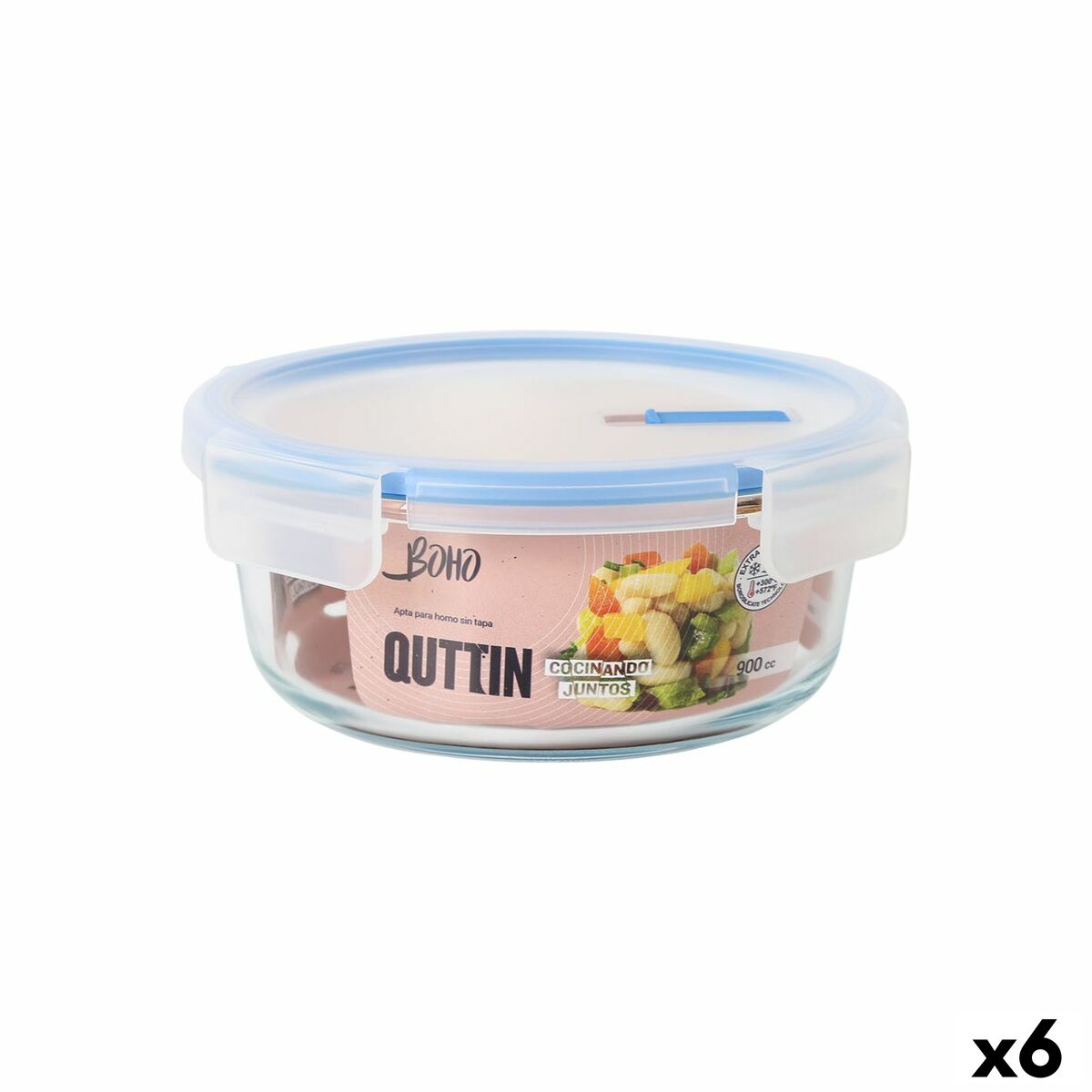 Boîte à lunch hermétique Quttin Boho Transparent 0,9 l (6 Unités)
