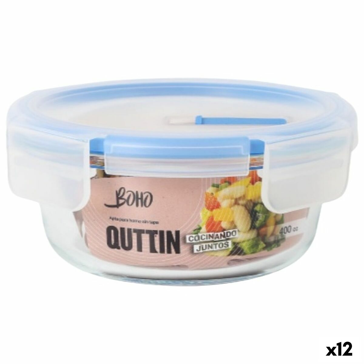 Boîte à lunch hermétique Quttin Boho Transparent 0,4 l (12 Unités)