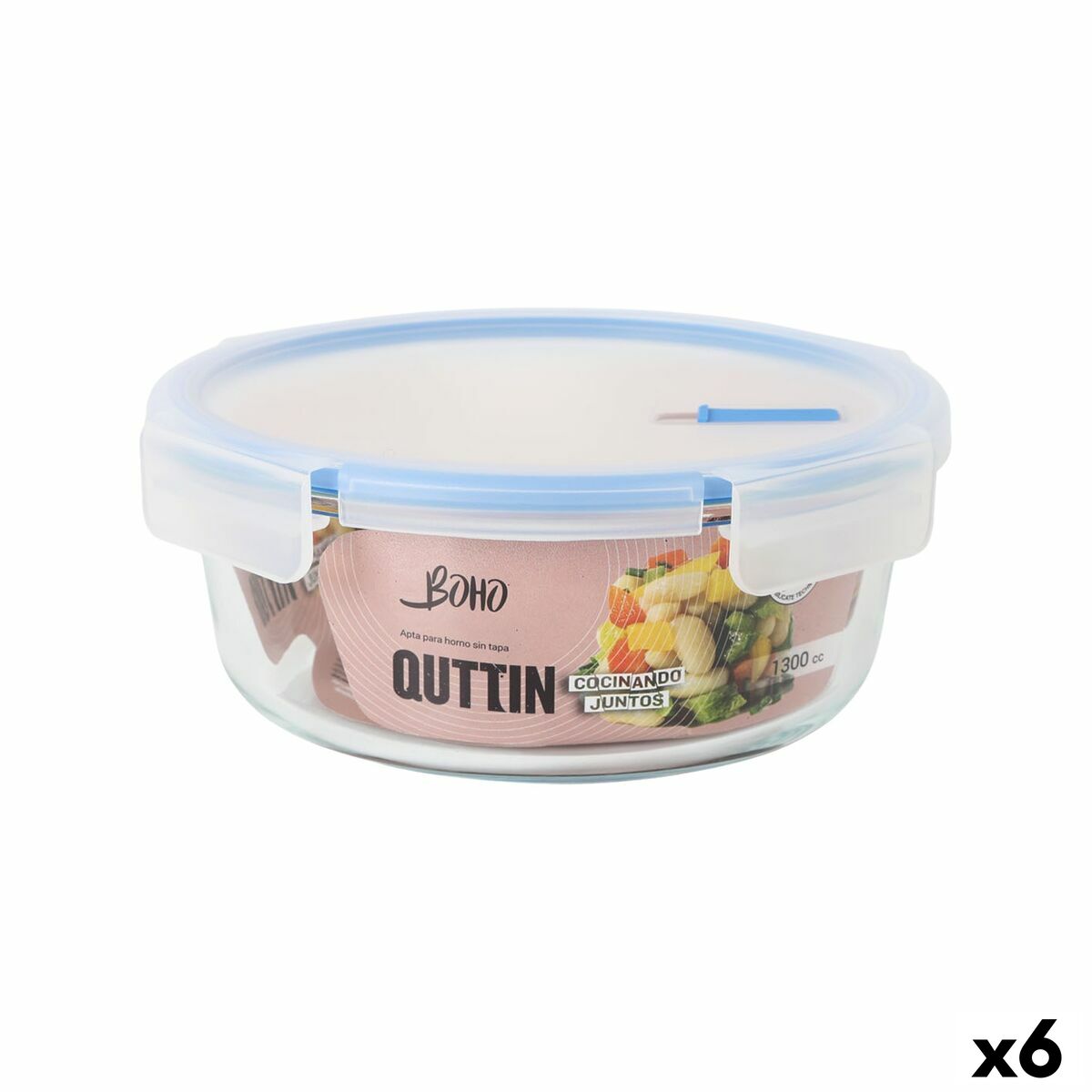 Boîte à lunch hermétique Quttin Boho Transparent 1,3 L (6 Unités)