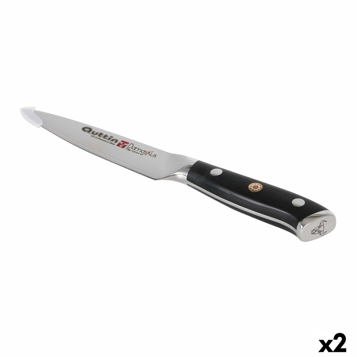 Couteau de cuisine Quttin Damaskus Noir Argenté 12 cm (2 Unités)