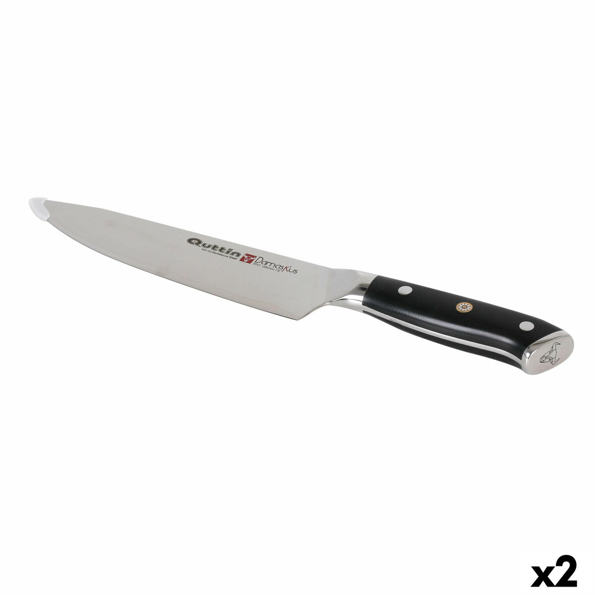 Couteau de cuisine Quttin DAMASKUS Noir Argenté 20 cm (2 Unités)