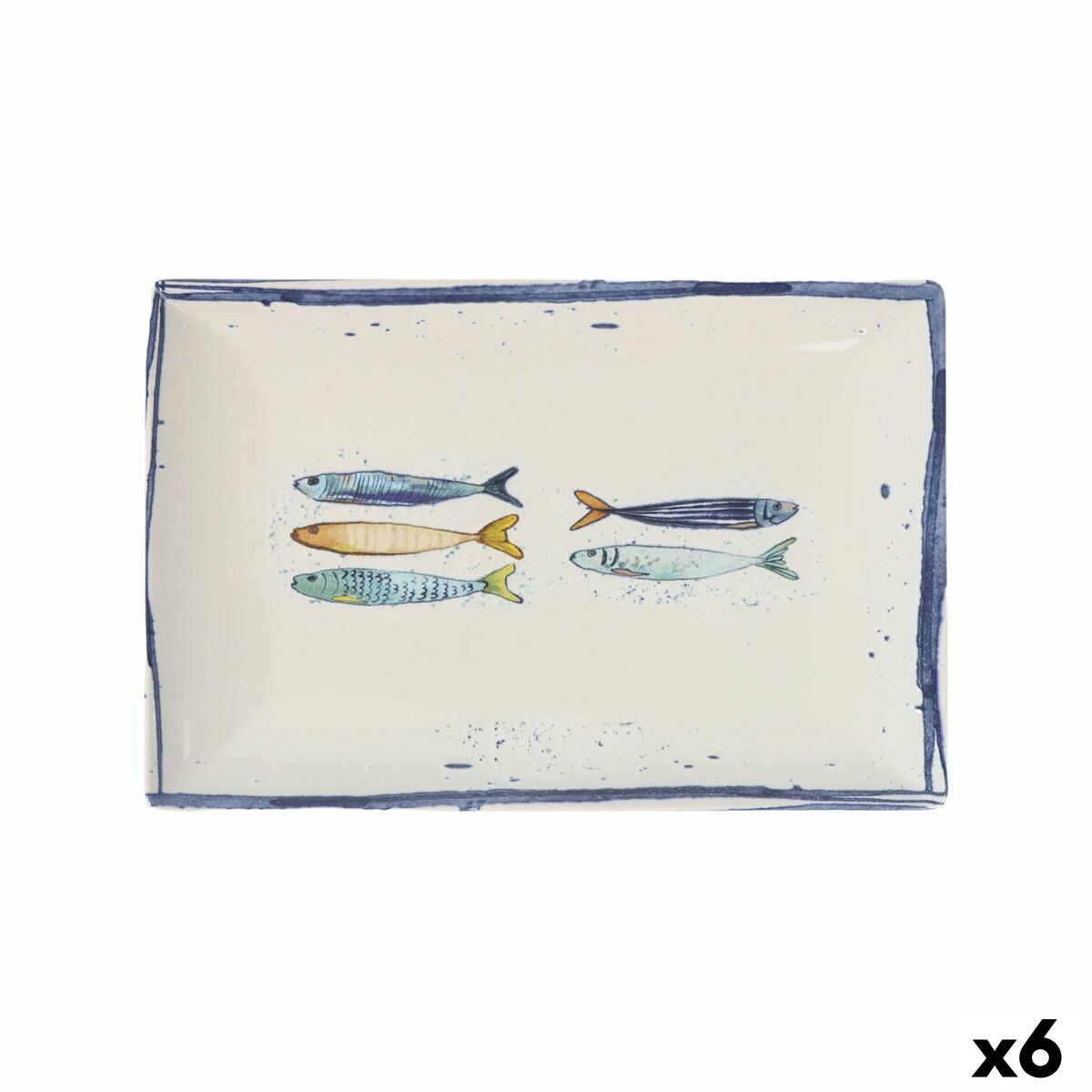 Plat à Gratin La Mediterránea Peixe Rectangulaire Poissons 30 x 20 x 2,5 cm (6 Unités)