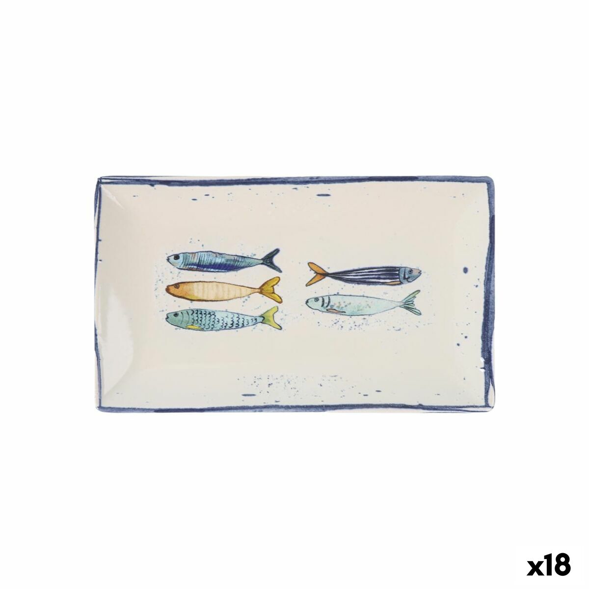 Plat à Gratin La Mediterránea Peixe Rectangulaire Poissons 25,3 x 15 x 2 cm (18 Unités)