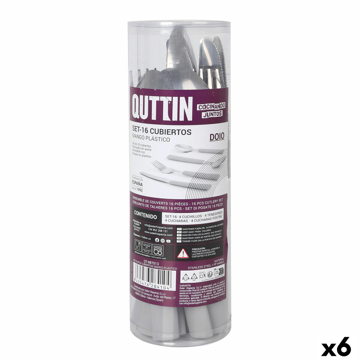 Couverts Quttin DOIO Plastique 16 Pièces 17 Pièces (6 Unités)