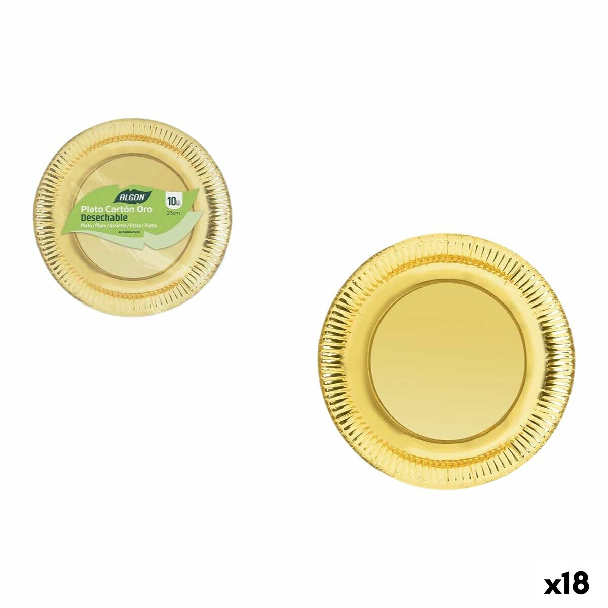 Service de vaisselle Algon Doré 23 cm 10 Pièces (18 Unités)