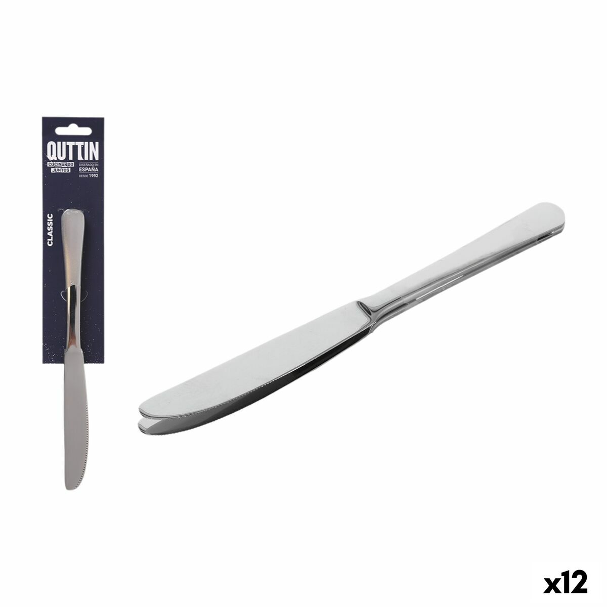 Ensemble de Couteaux Quttin Classic Argenté Acier inoxydable 21,6 x 1,8 cm 2 Pièces (12 Unités)