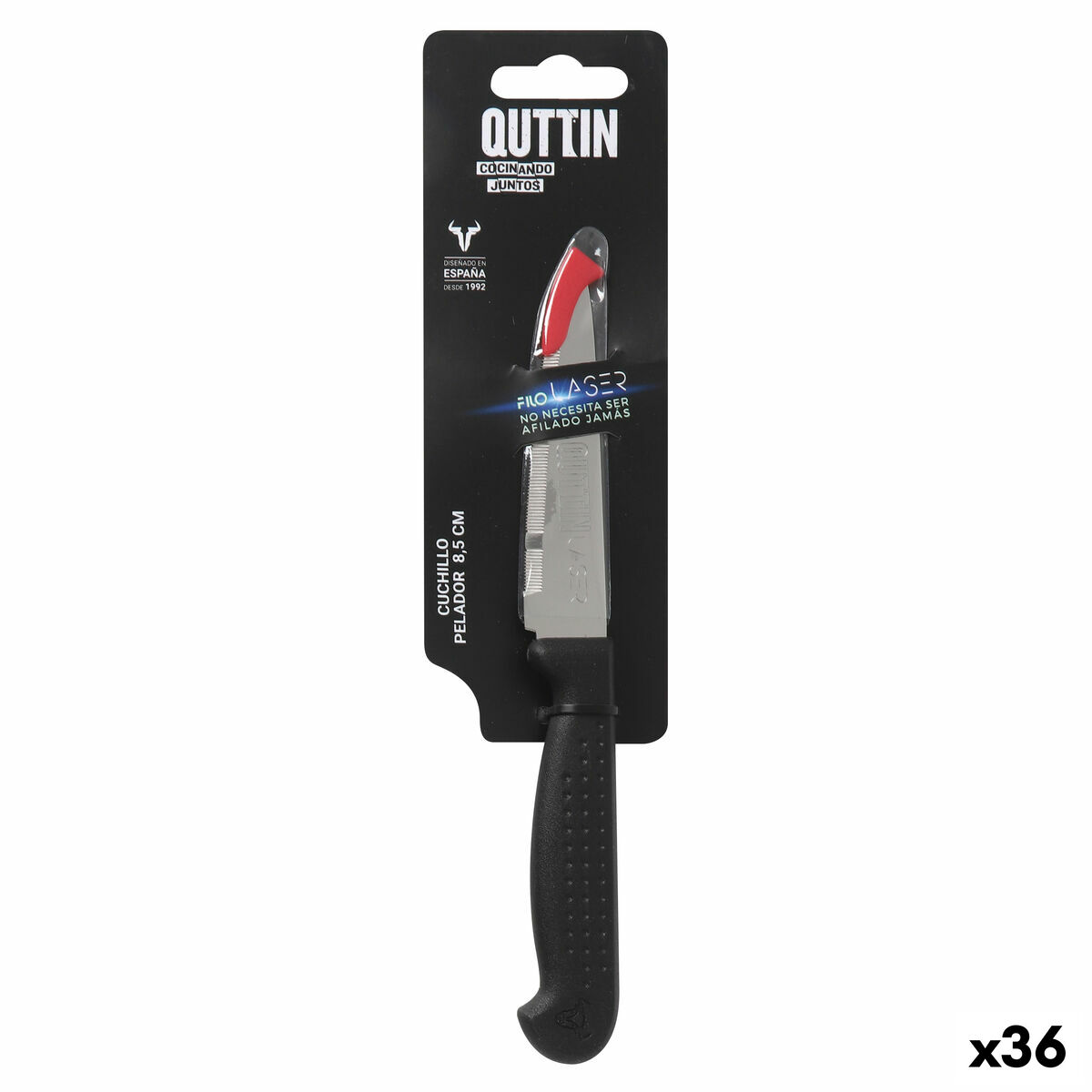 Eplucheur Quttin Laser Noir Argenté Acier inoxydable 8,5 cm (36 Unités)