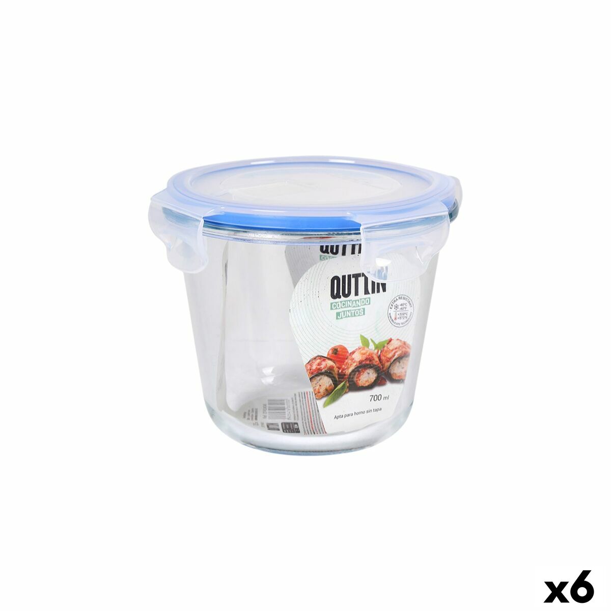 Boîte à lunch hermétique Quttin Transparent 700 ml (6 Unités)