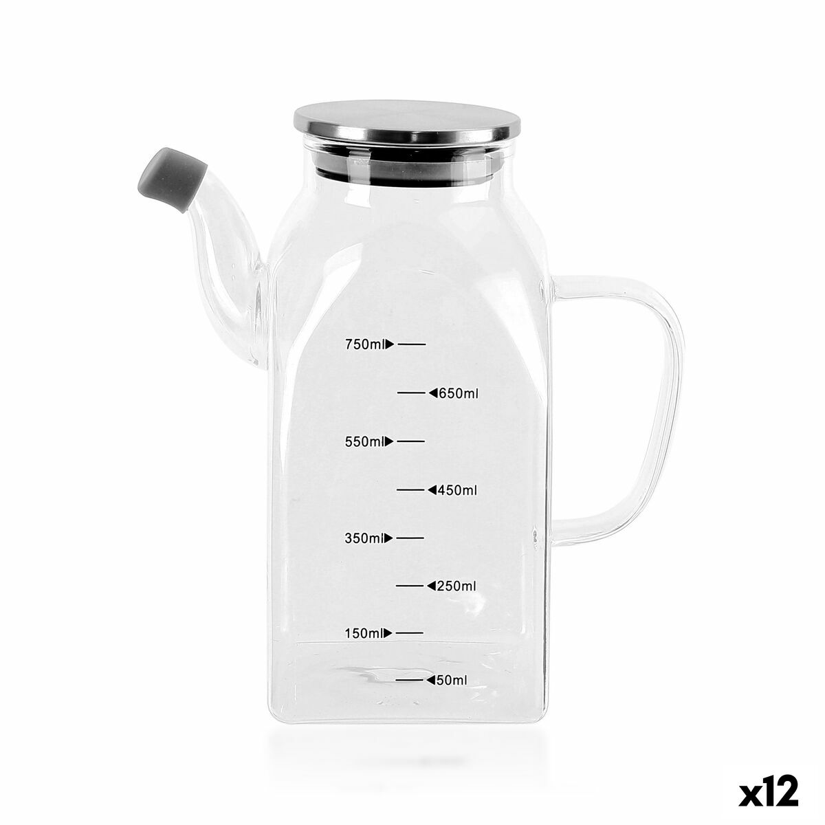 Huilier La Mediterránea Transparent Argenté Métal Verre Borosilicaté 0,75 L (12 Unités)