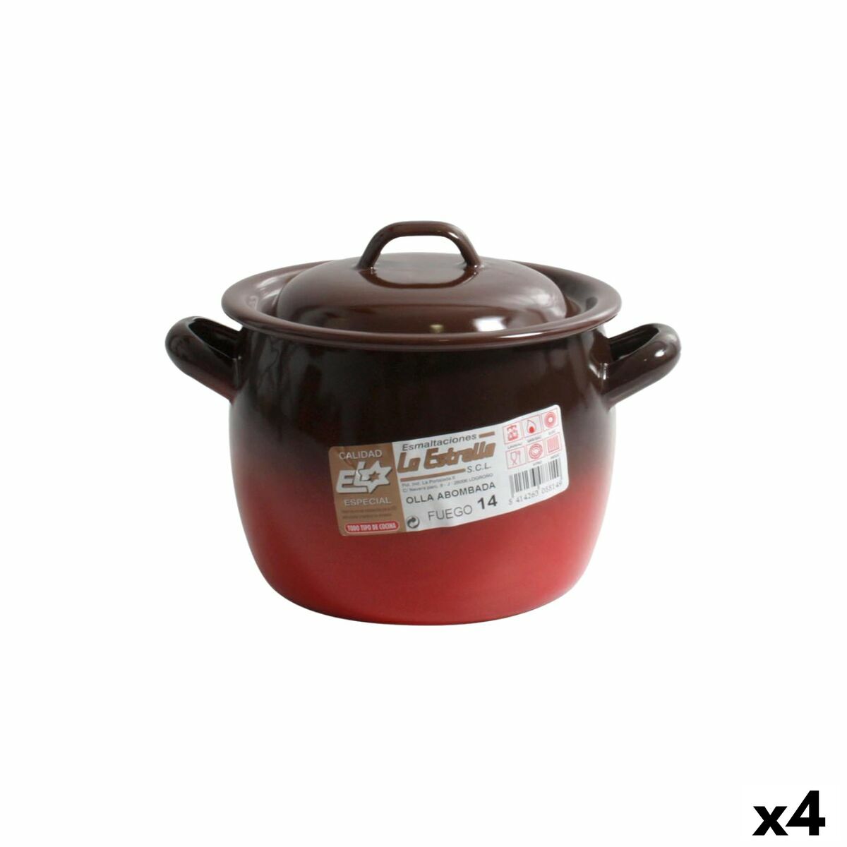 Marmite avec couvercle La Estrella Fuego ø 12 x 11 cm (4 Unités)