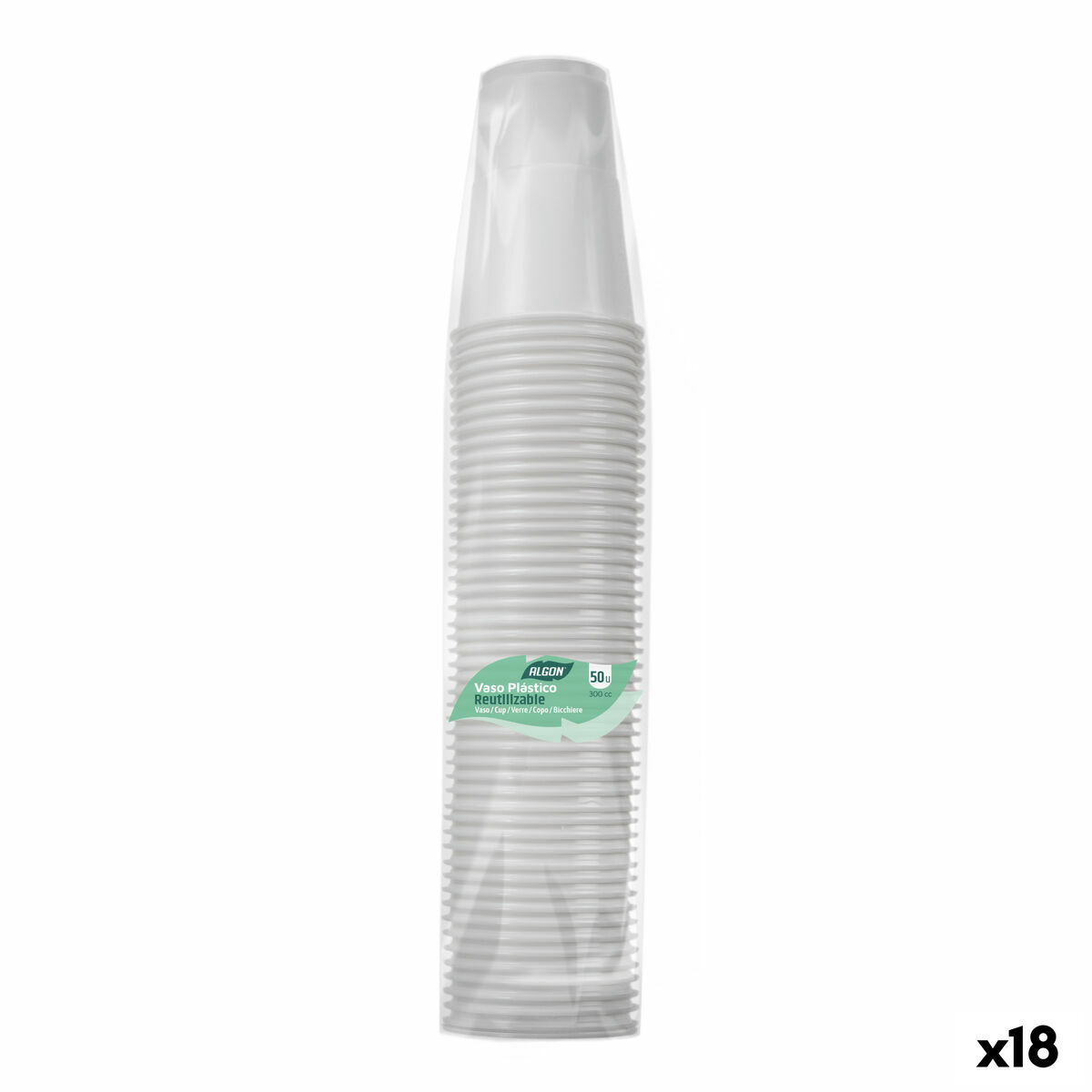 Set de Verres Inde Blanc 300 ml 50 Pièces (18 Unités)